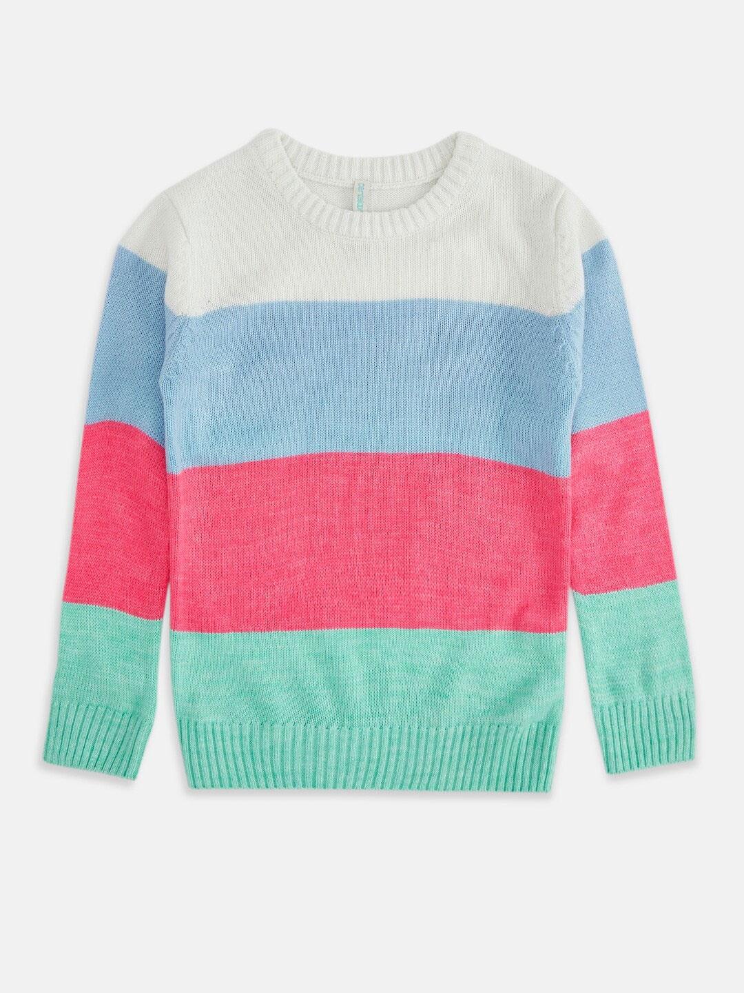 

Pantaloons Junior Girls White & Blue Striped Pullover
