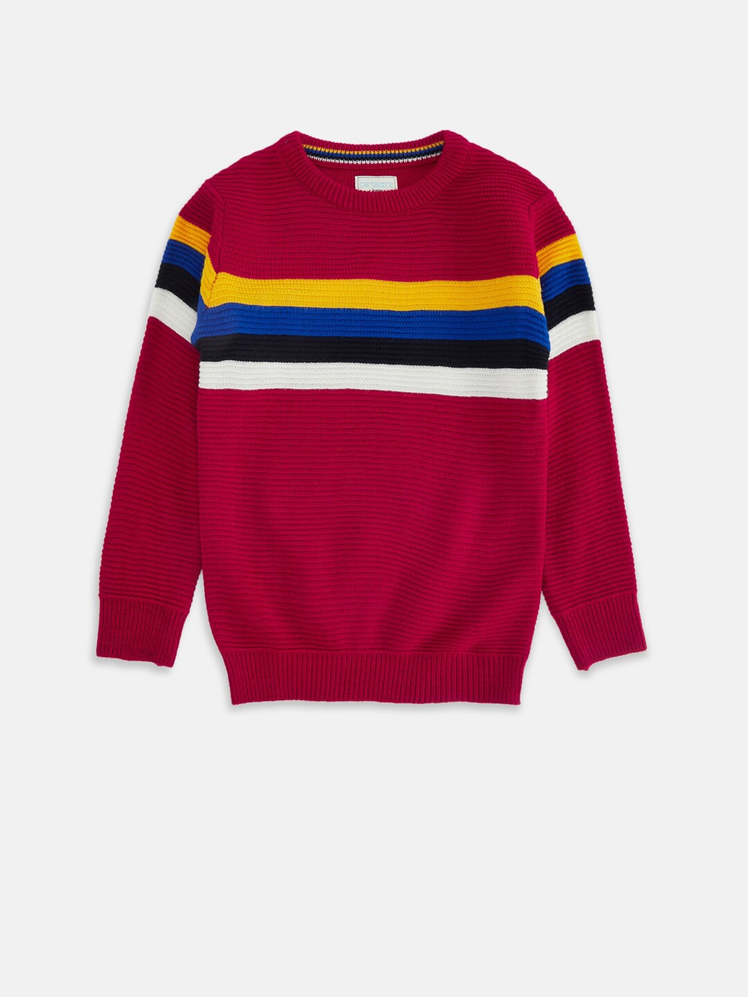 

Pantaloons Junior Boys Maroon Striped Pullover