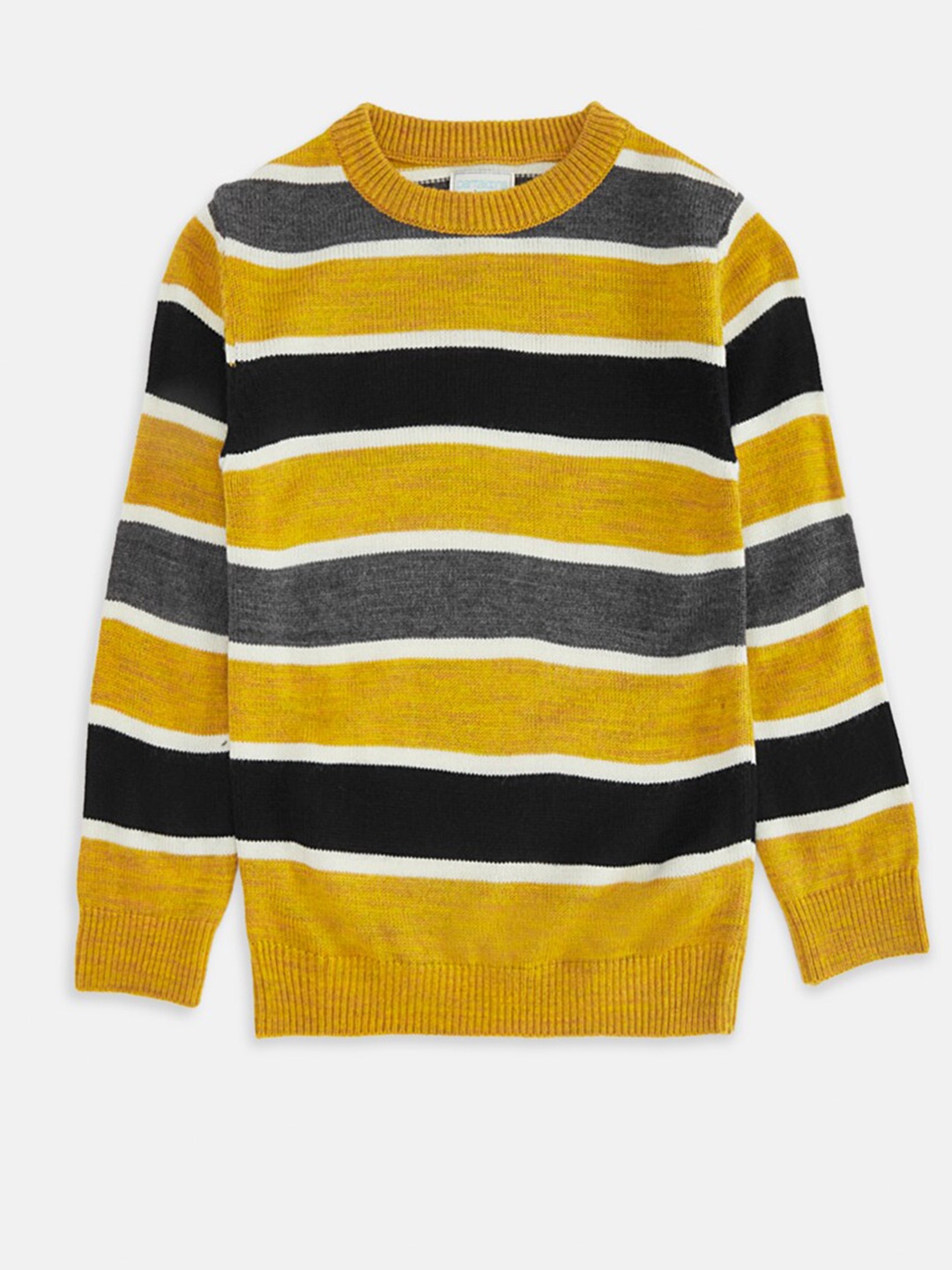 

Pantaloons Junior Boys Yellow & Black Striped Pullover