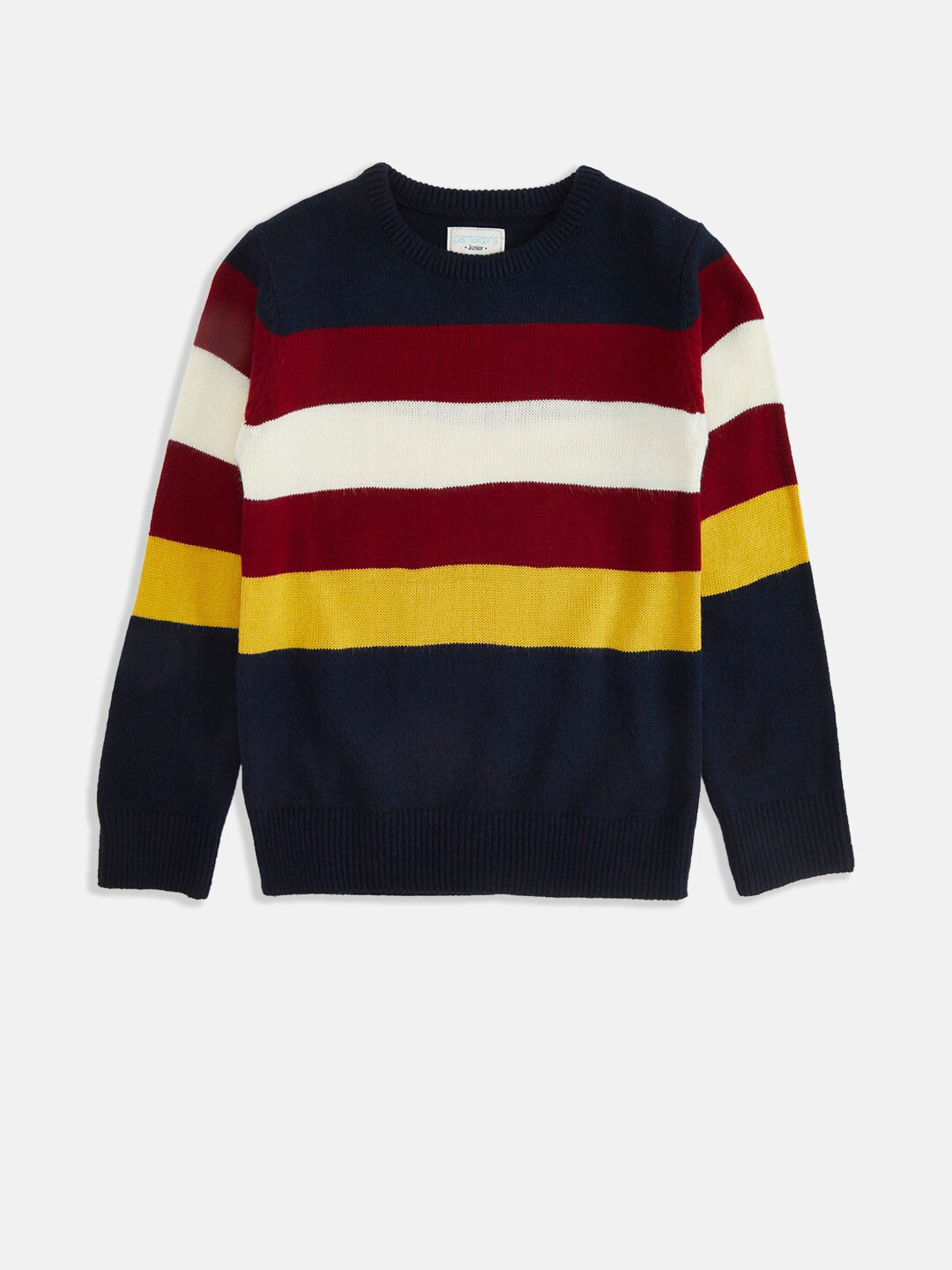

Pantaloons Junior Boys Red & White Striped Pullover