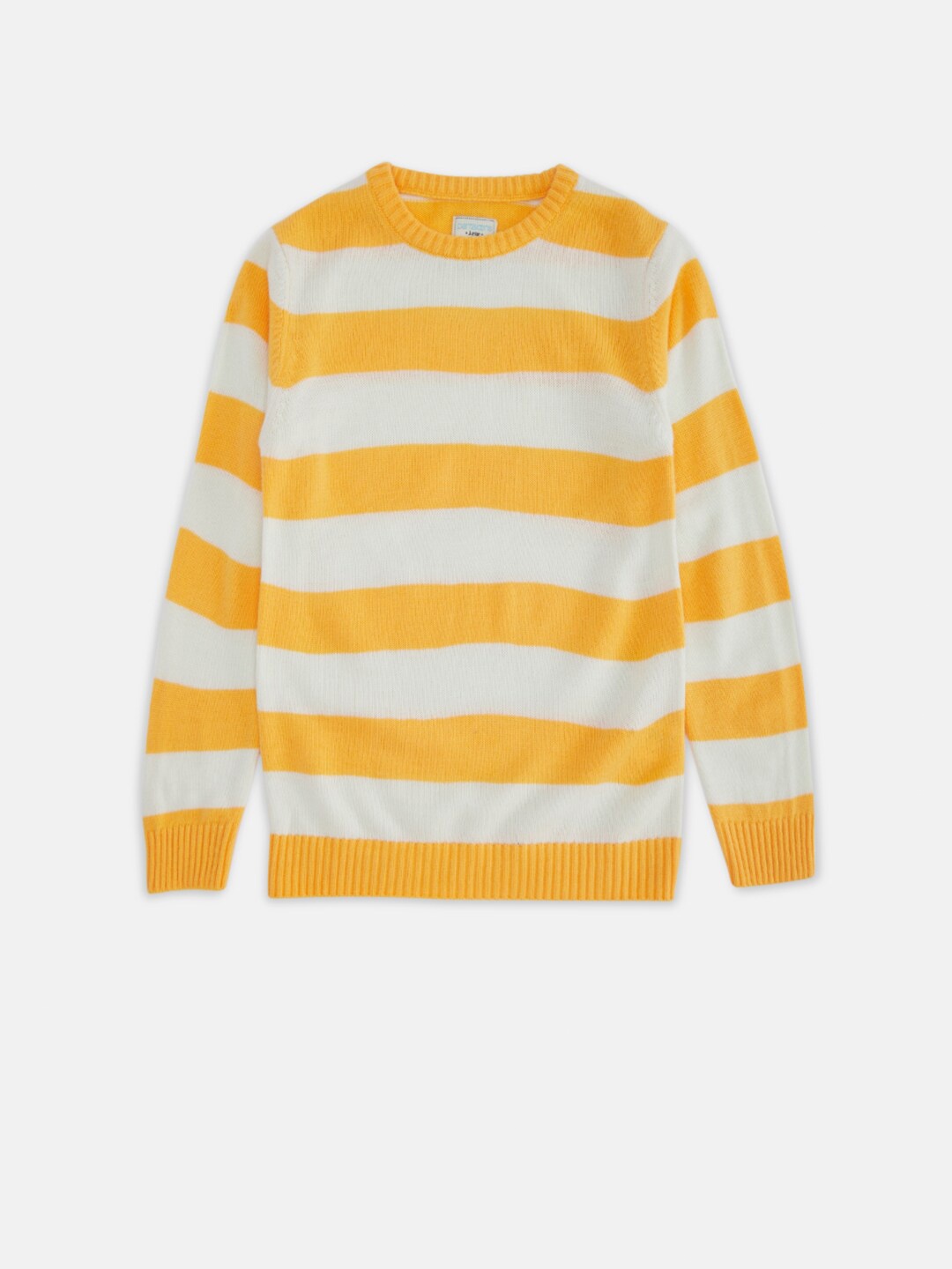 

Pantaloons Junior Boys Yellow & White Striped Pullover