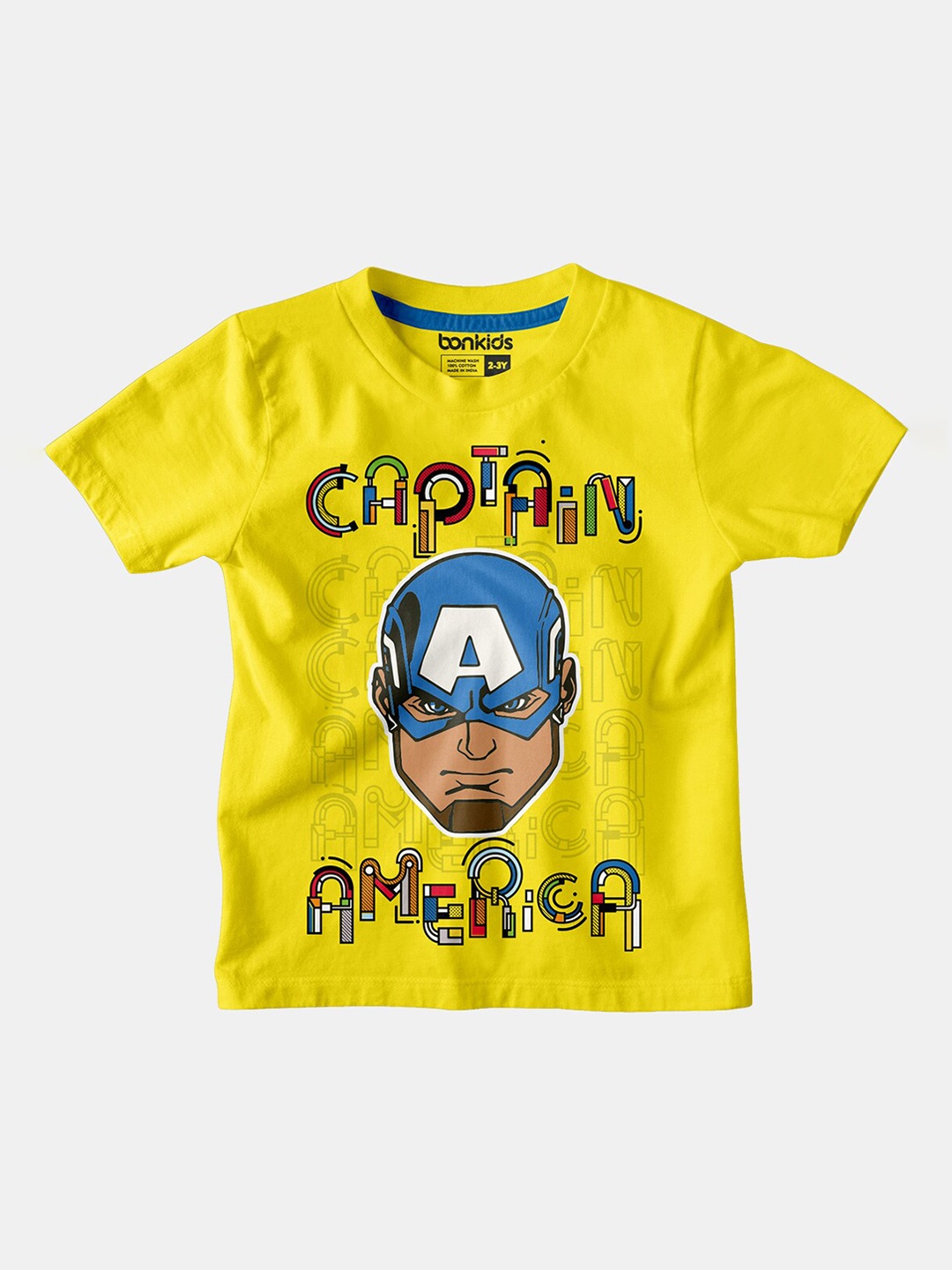 

BONKIDS Boys Yellow & Blue Printed T-shirt