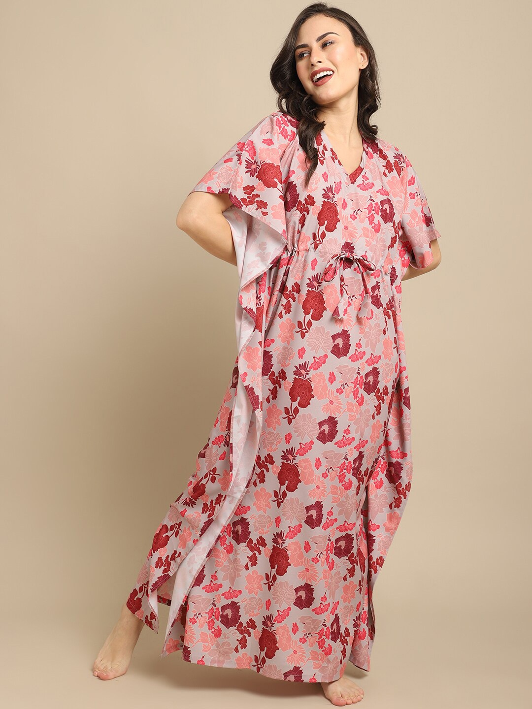 

Boston Club Women Beige Printed Maxi Nightdress