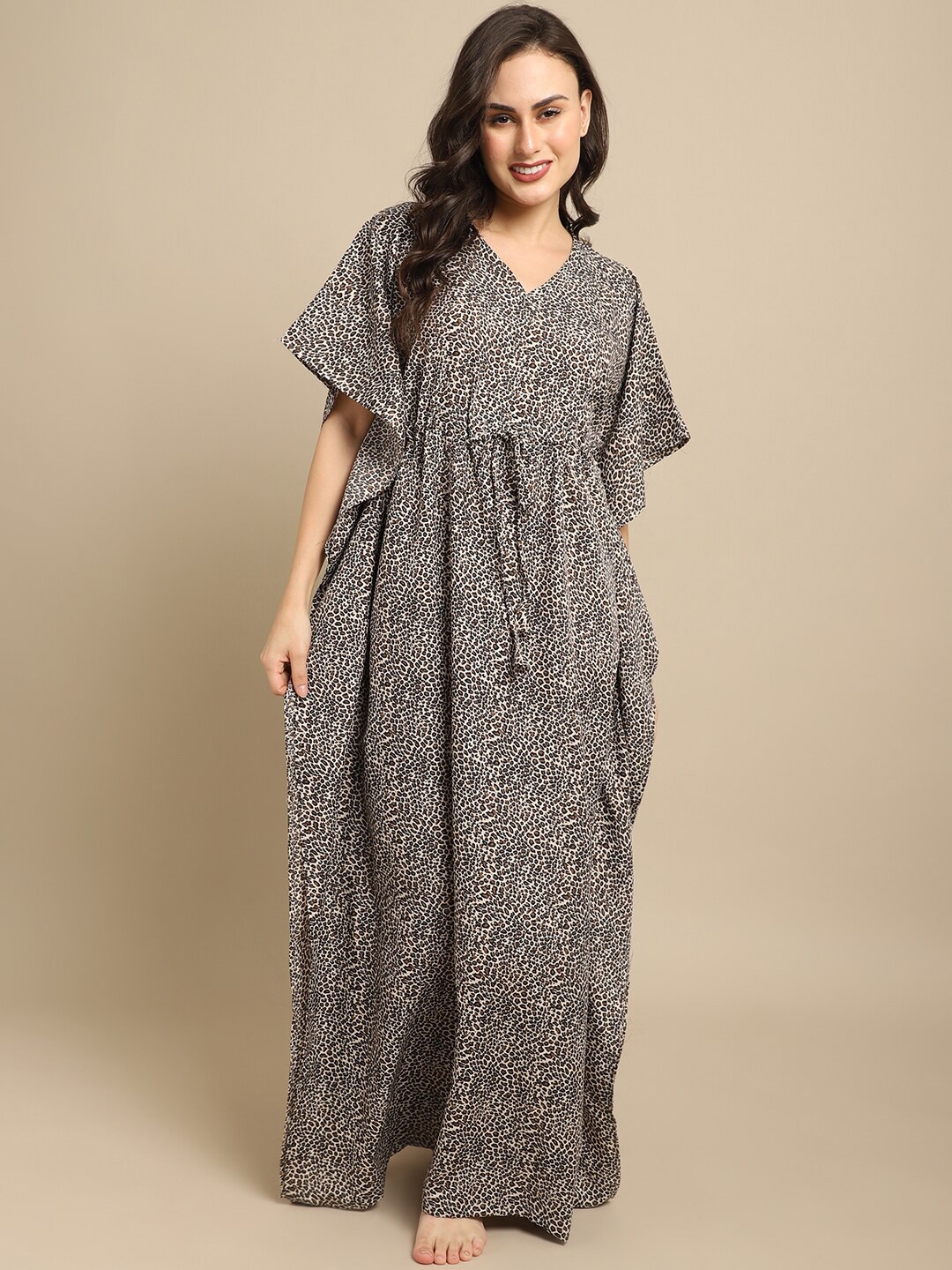 

Boston Club Brown Printed Kaftan Nightdress