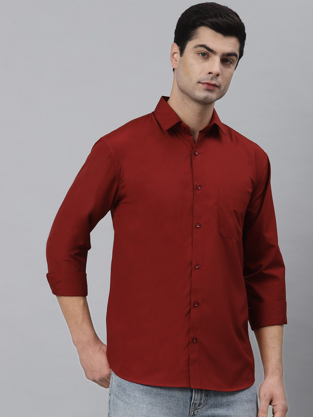 

NEUDIS Men Maroon Classic Casual Shirt
