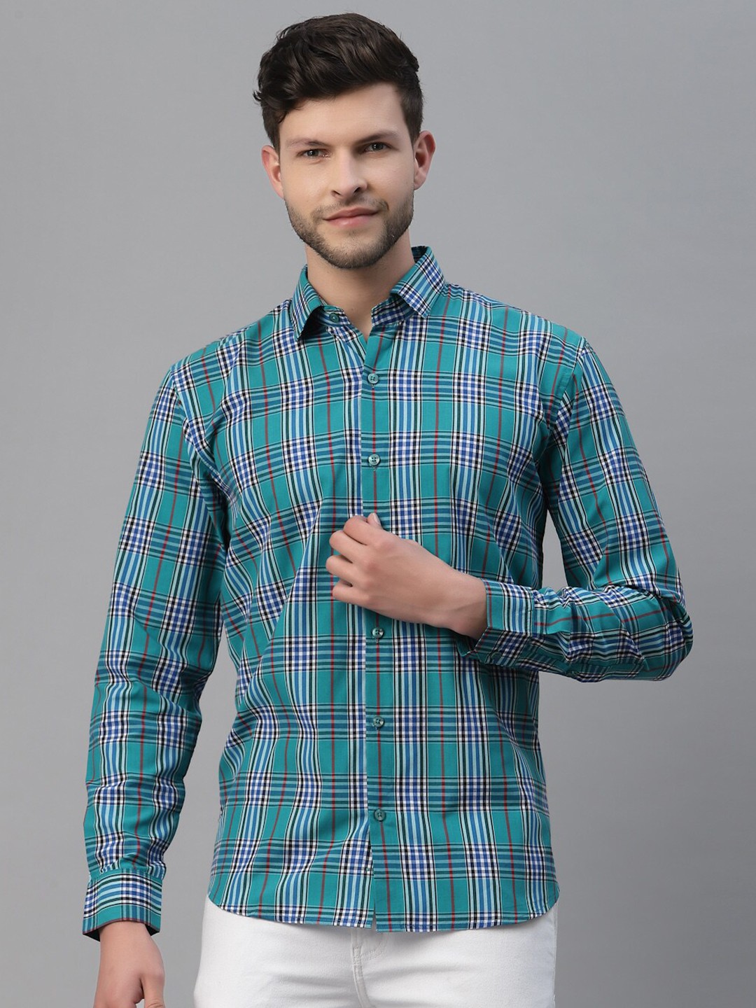 

NEUDIS Men Green Classic Tartan Checks Checked Casual Shirt