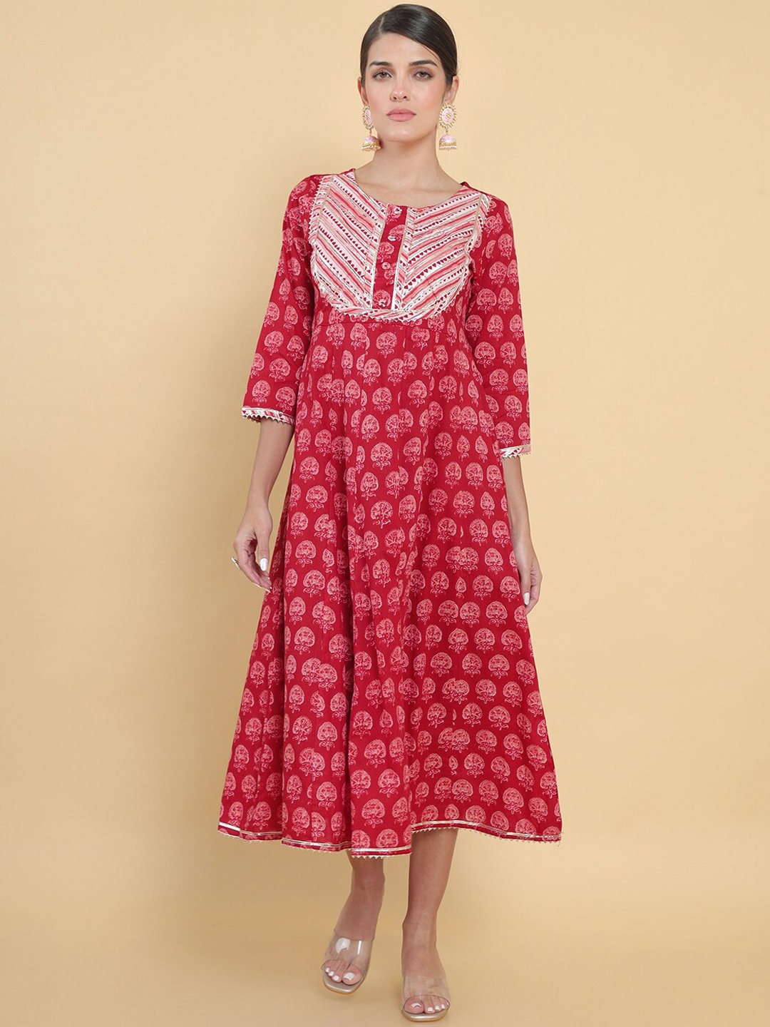 

Soch Women Red Floral Printed Anarkali Kurta