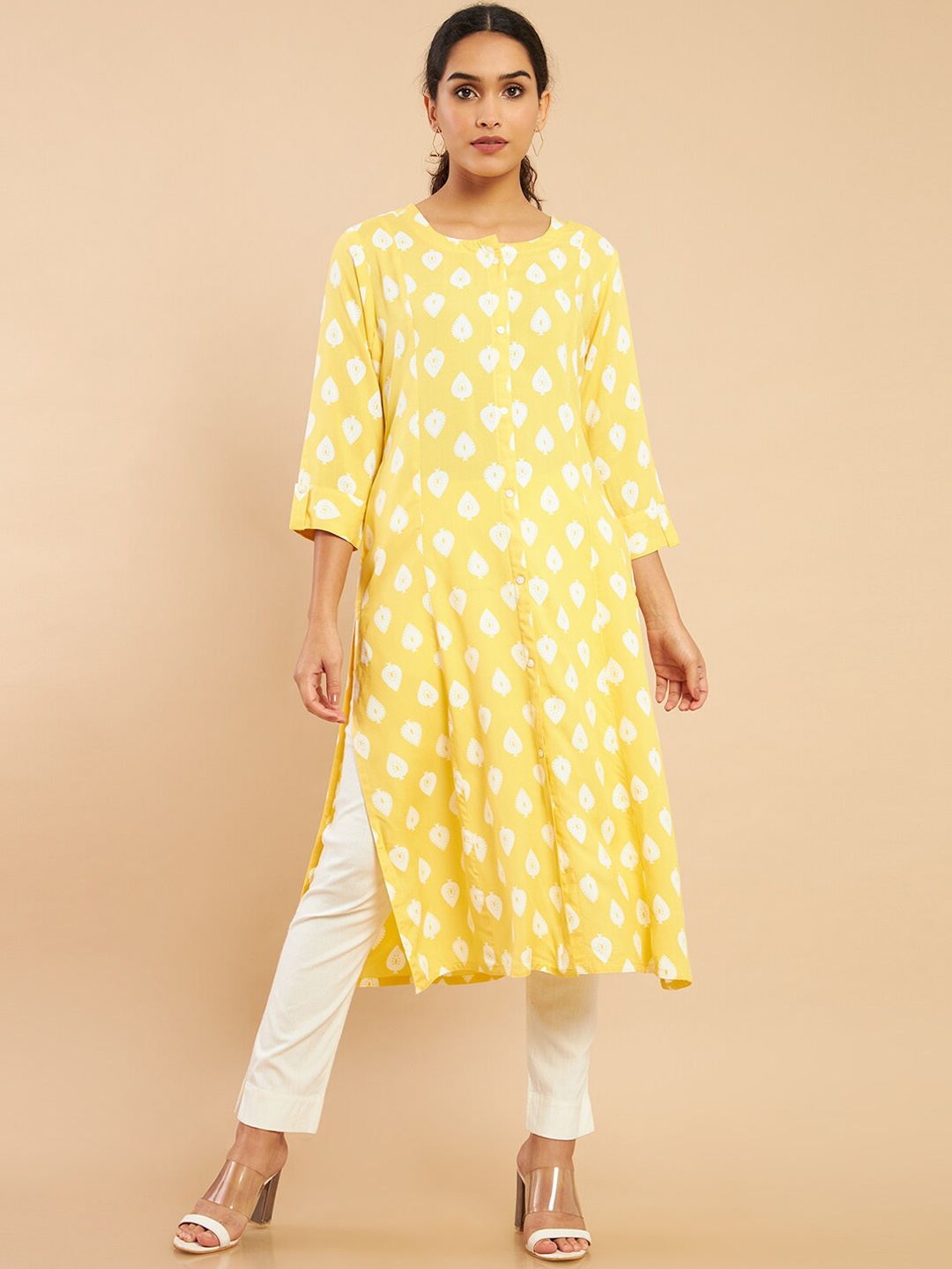 

Soch Women Yellow Ethnic Motifs Printed Kurta