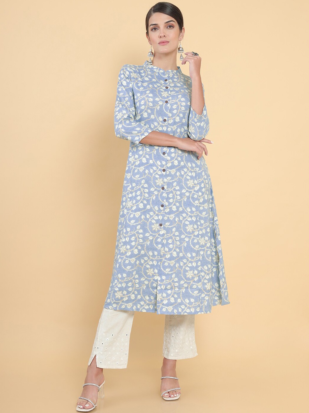 

Soch Women Blue Paisley Printed Kurta