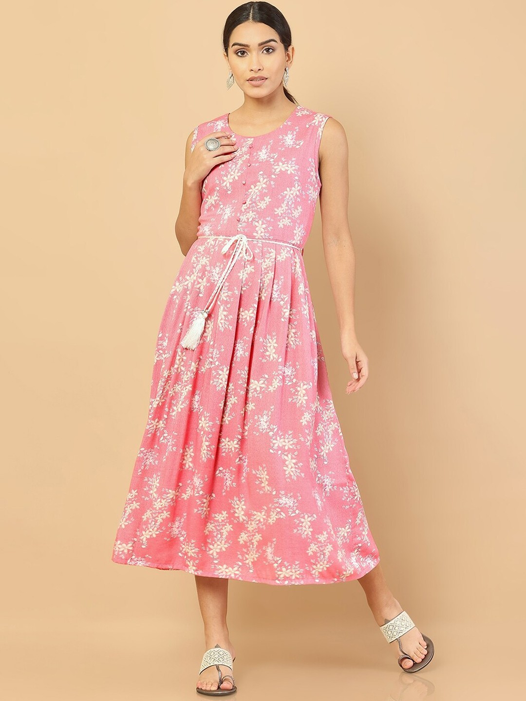 

Soch Women Pink Floral Printed Anarkali Kurta
