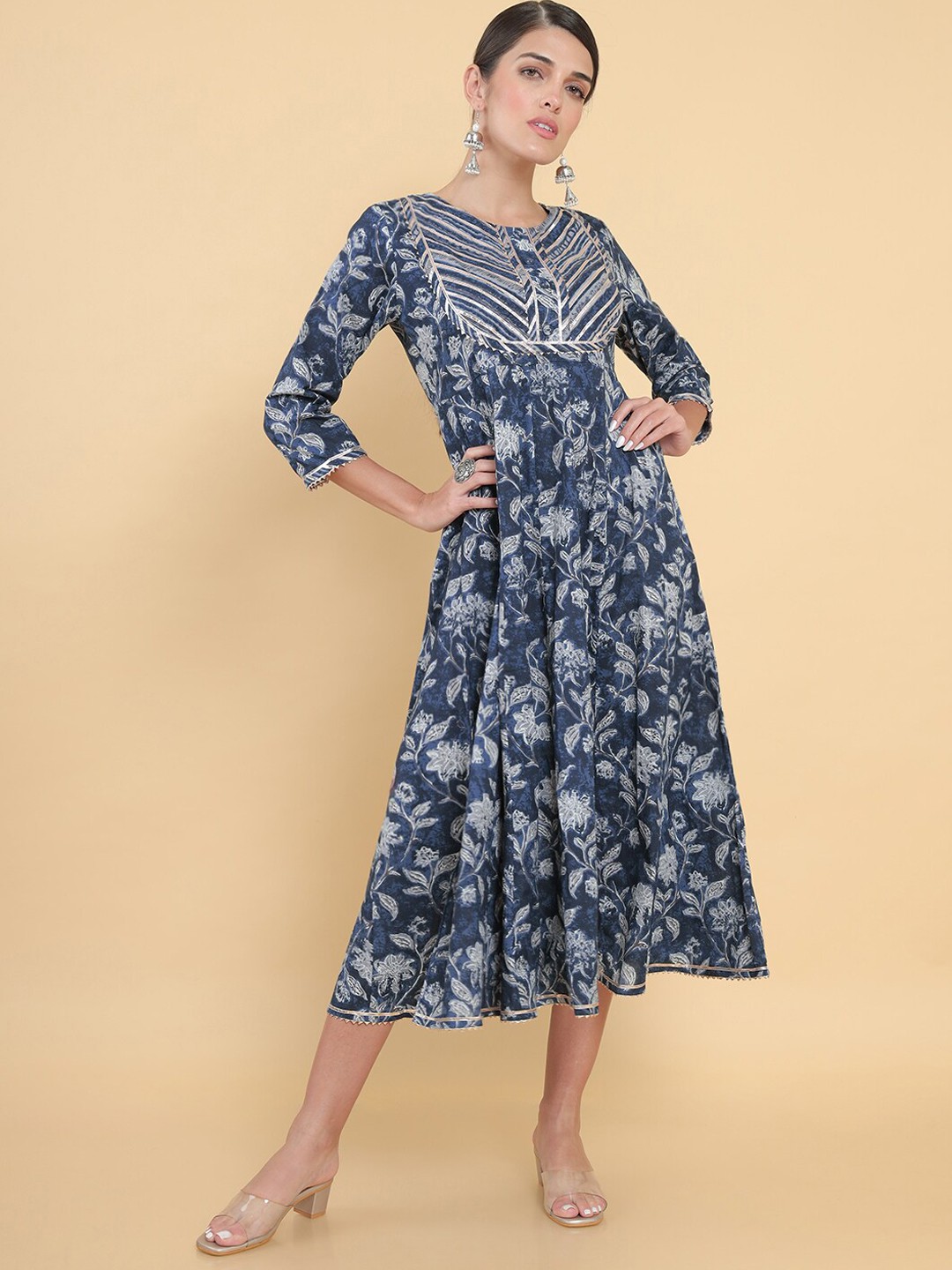 

Soch Women Blue Floral Yoke Design Anarkali Kurta