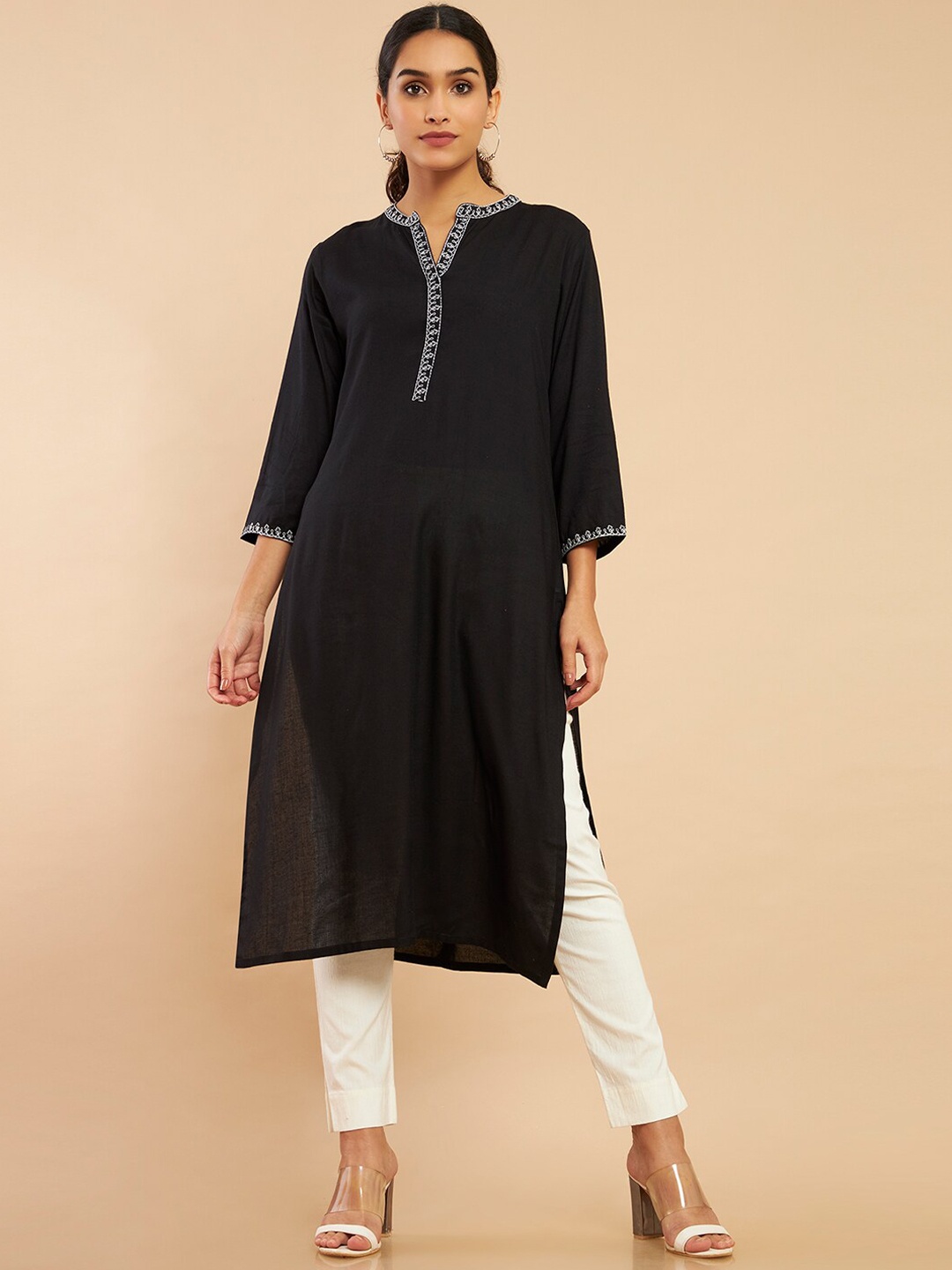 

Soch Women Black Yoke Design Kurta