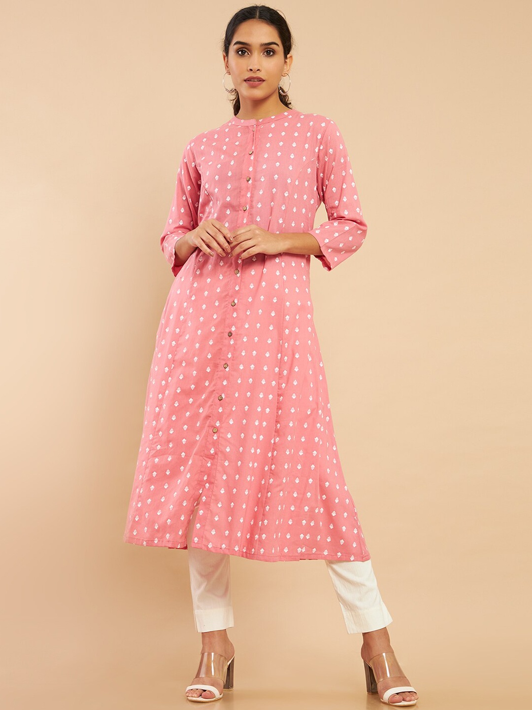 

Soch Women Pink Ethnic Motifs Printed Anarkali Kurta