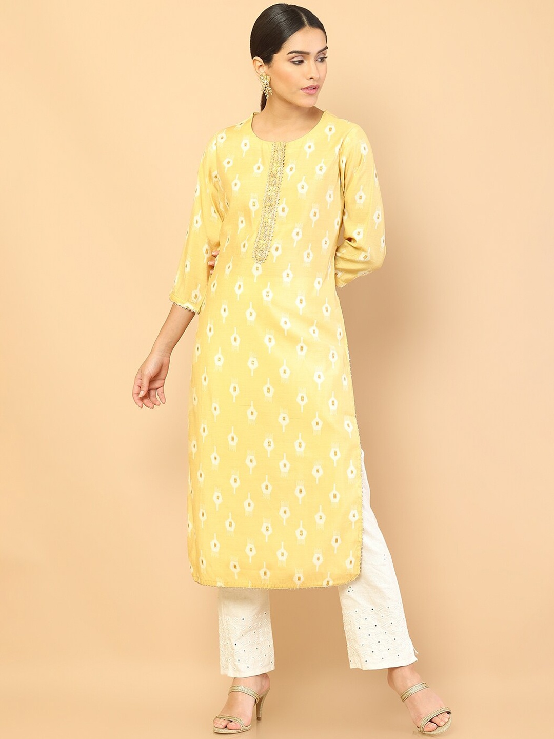 

Soch Women Yellow Ethnic Motifs Embellished Kurta