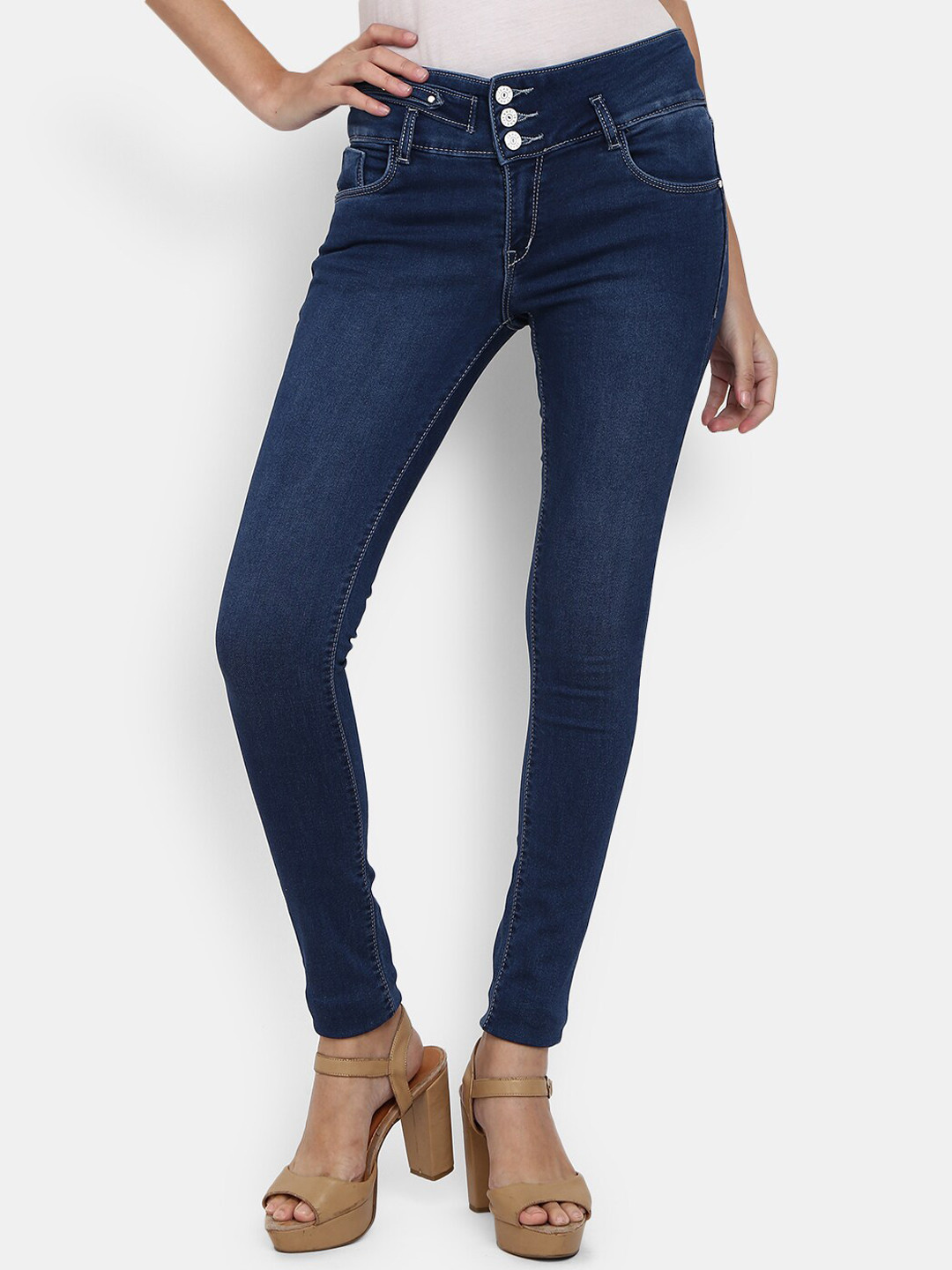 

V-Mart Women Blue Regular Fit Light Fade Stretchable Jeans