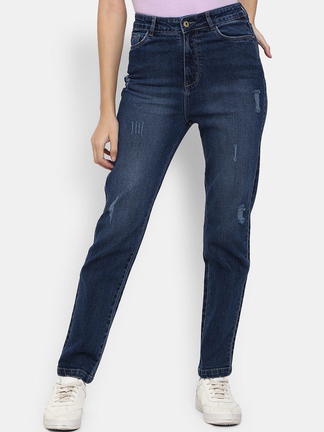 

V-Mart Women Blue Low Distress Light Fade Stretchable Jeans