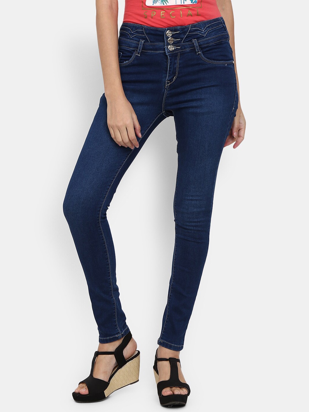 

V-Mart Women Blue Light Fade Stretchable Jeans