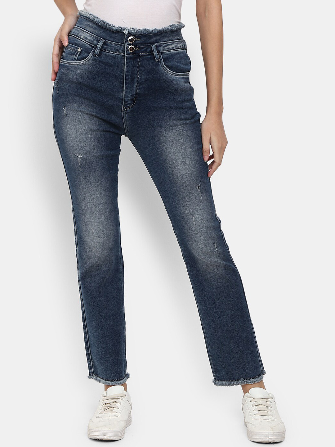 

V-Mart Women Blue Low Distress Heavy Fade Stretchable Jeans