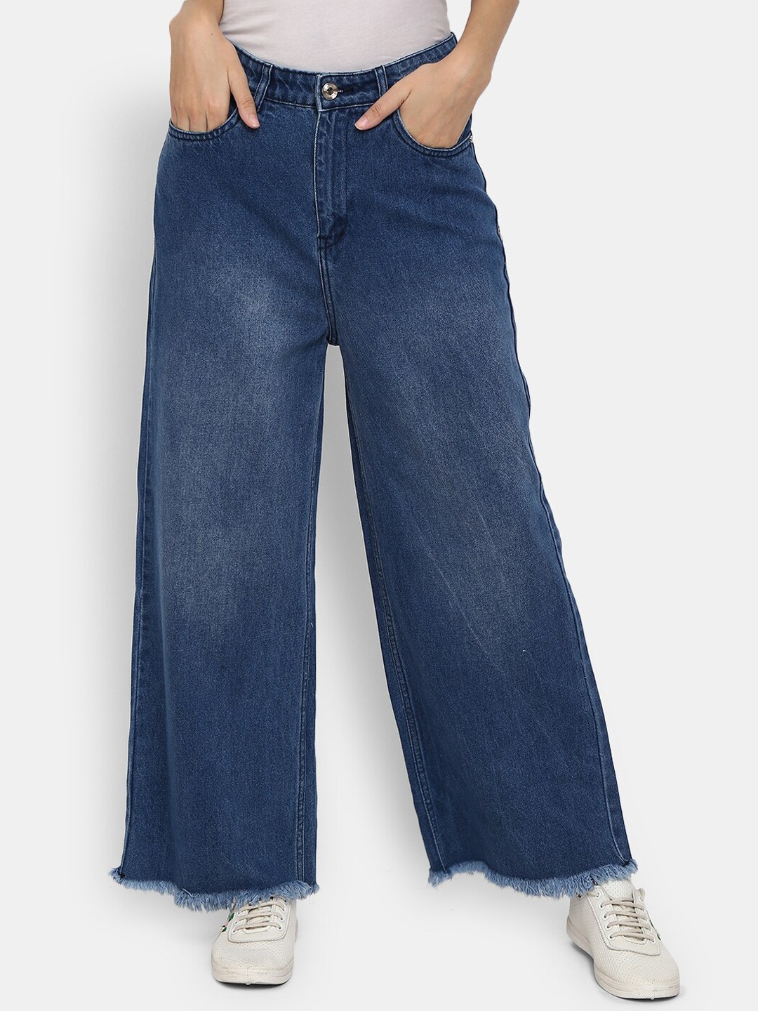 

V-Mart Women Blue Relaxed Fit Low Distress Light Fade Stretchable Jeans