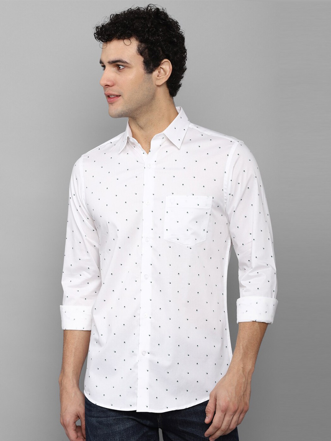 

Allen Solly Men White Slim Fit Printed Cotton Casual Shirt