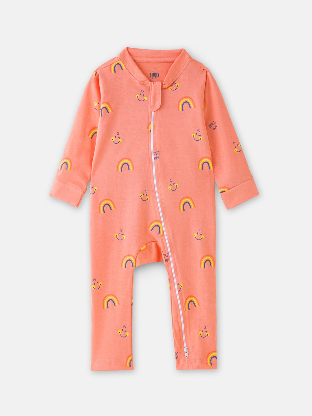 

Cuddles for Cubs Kids Orange-Colored & Yellow Printed Cotton Romper