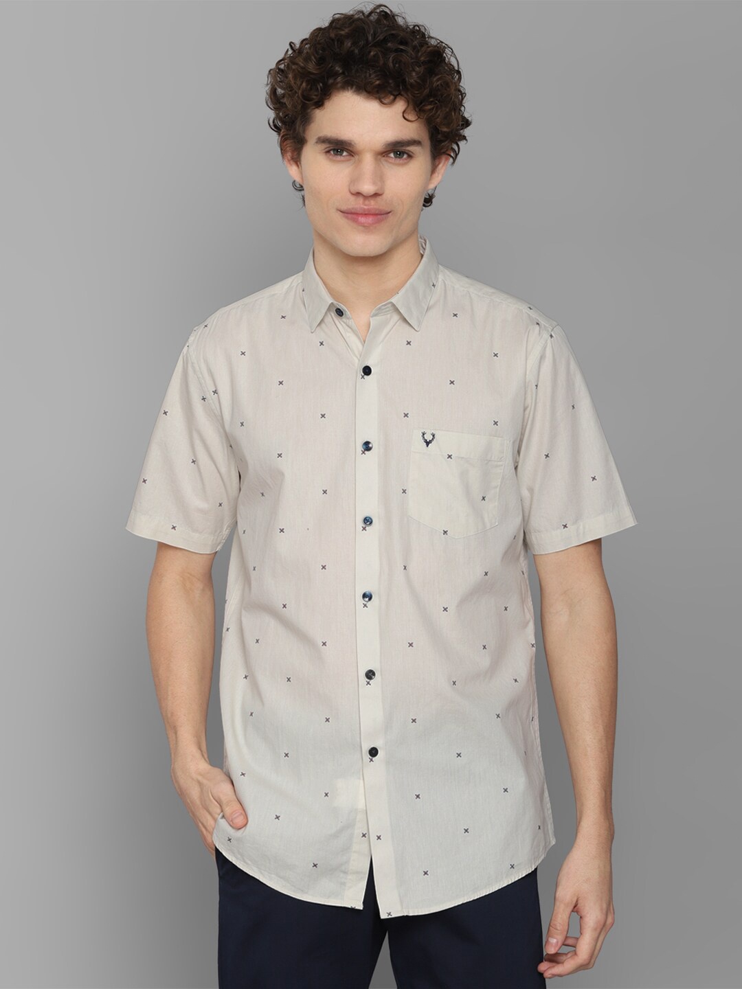 

Allen Solly Men Grey Slim Fit Printed Casual Shirt
