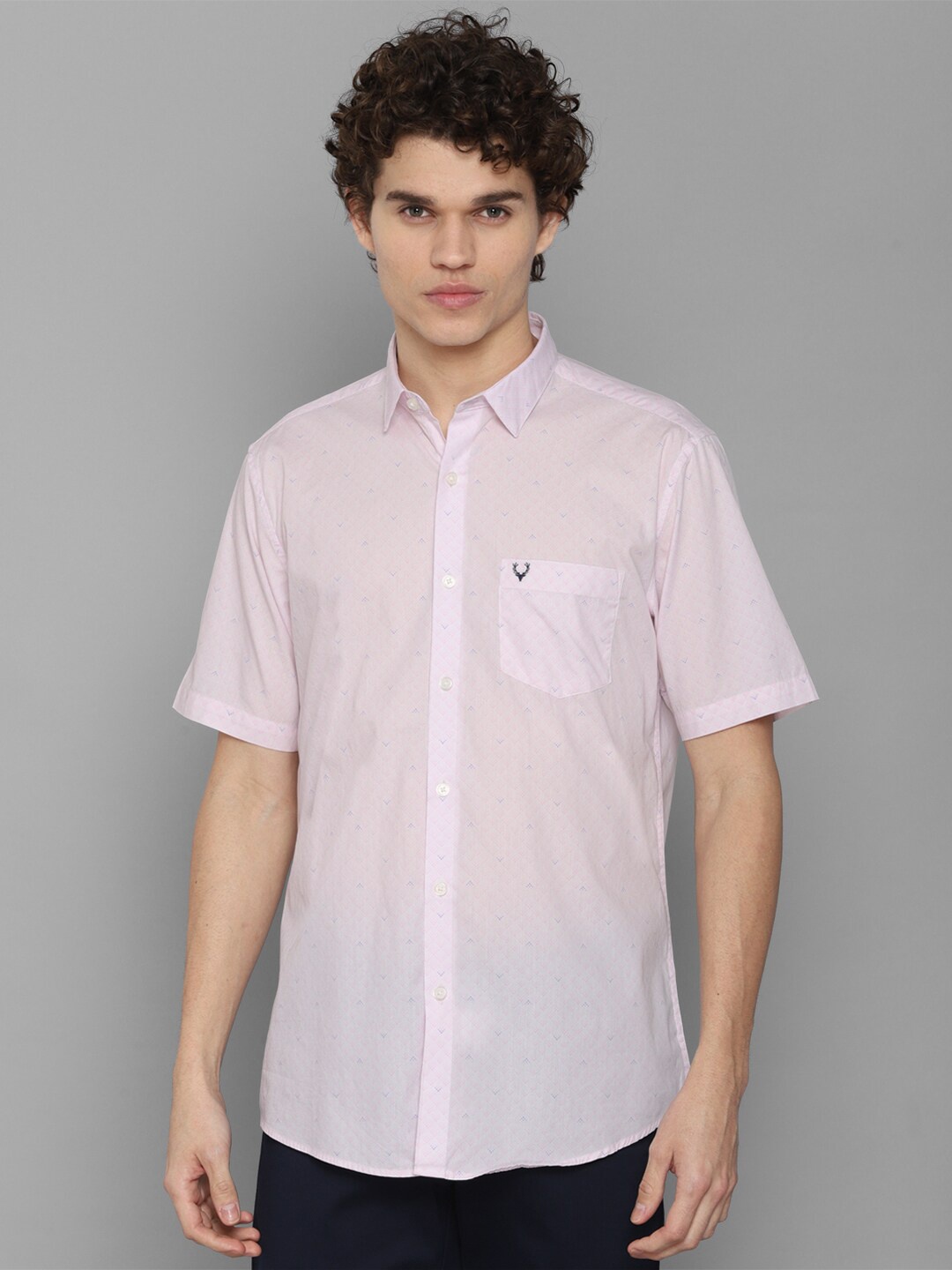 

Allen Solly Men Pink Slim Fit Printed Pure Cotton Casual Shirt