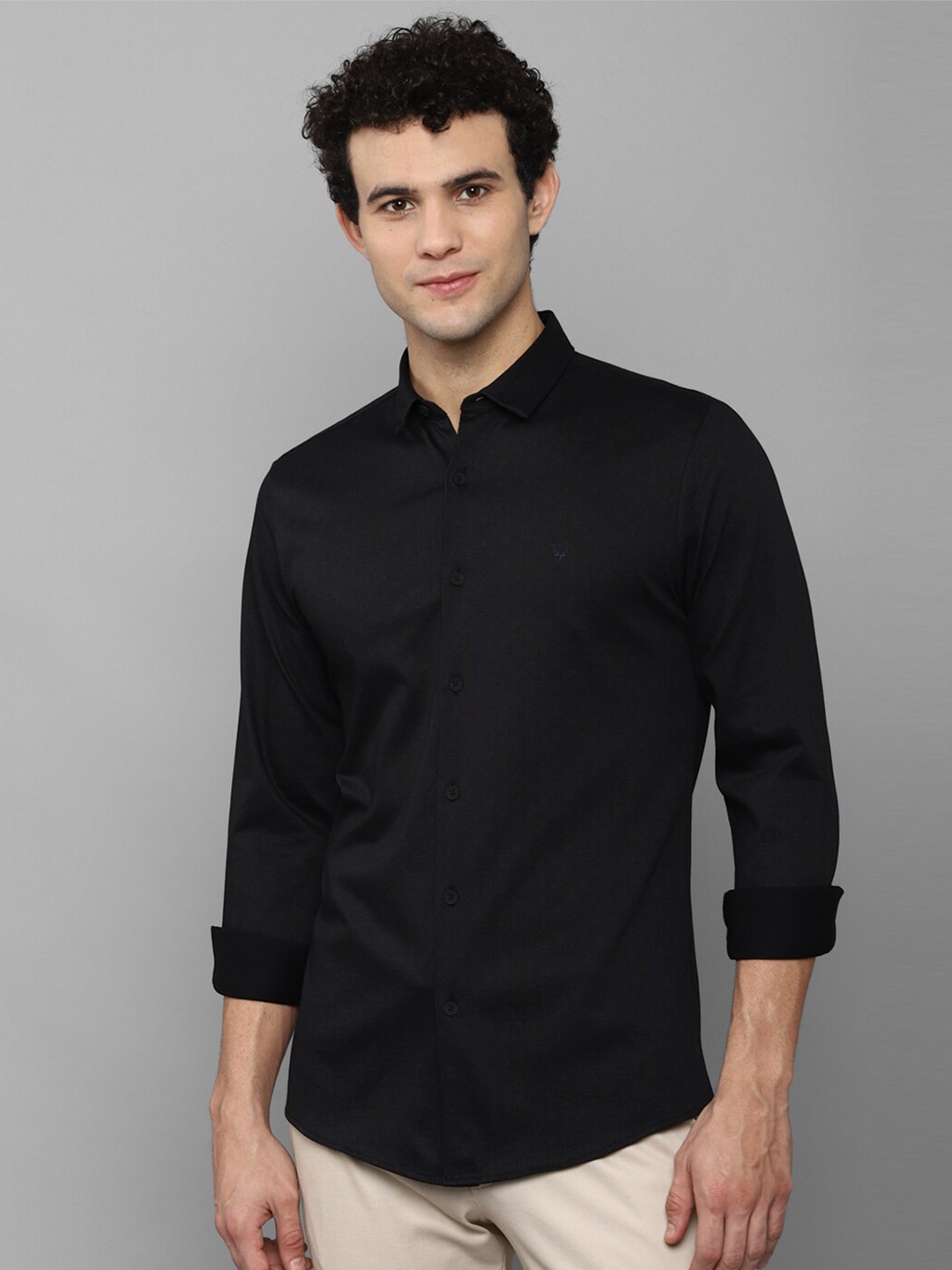 

Allen Solly Men Black Slim Fit Micro Checks Cotton Printed Casual Shirt
