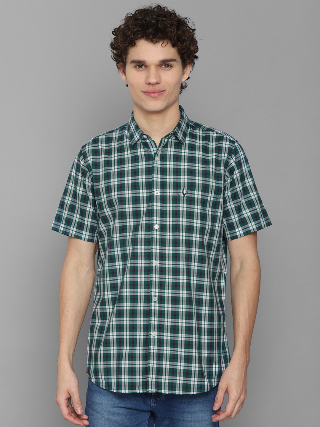 

Allen Solly Men Green Slim Fit Tartan Checks Checked Casual Shirt