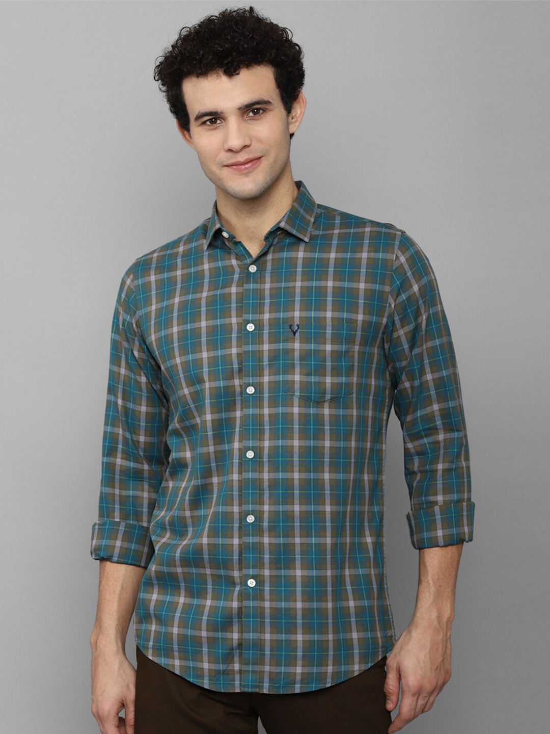 

Allen Solly Men Green Slim Fit Tartan Checked Casual Shirt