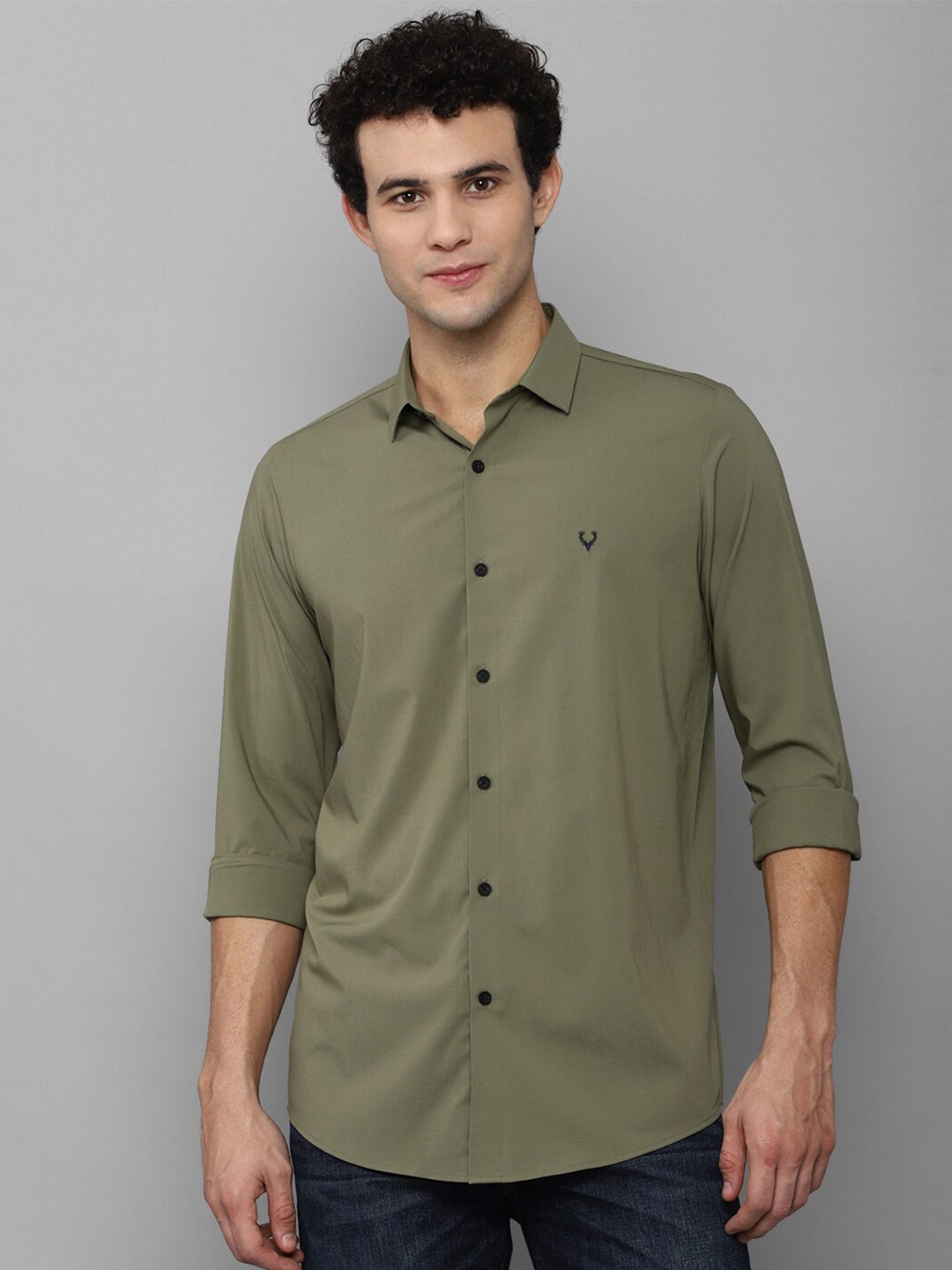 

Allen Solly Men Olive Green Slim Fit Casual Shirt