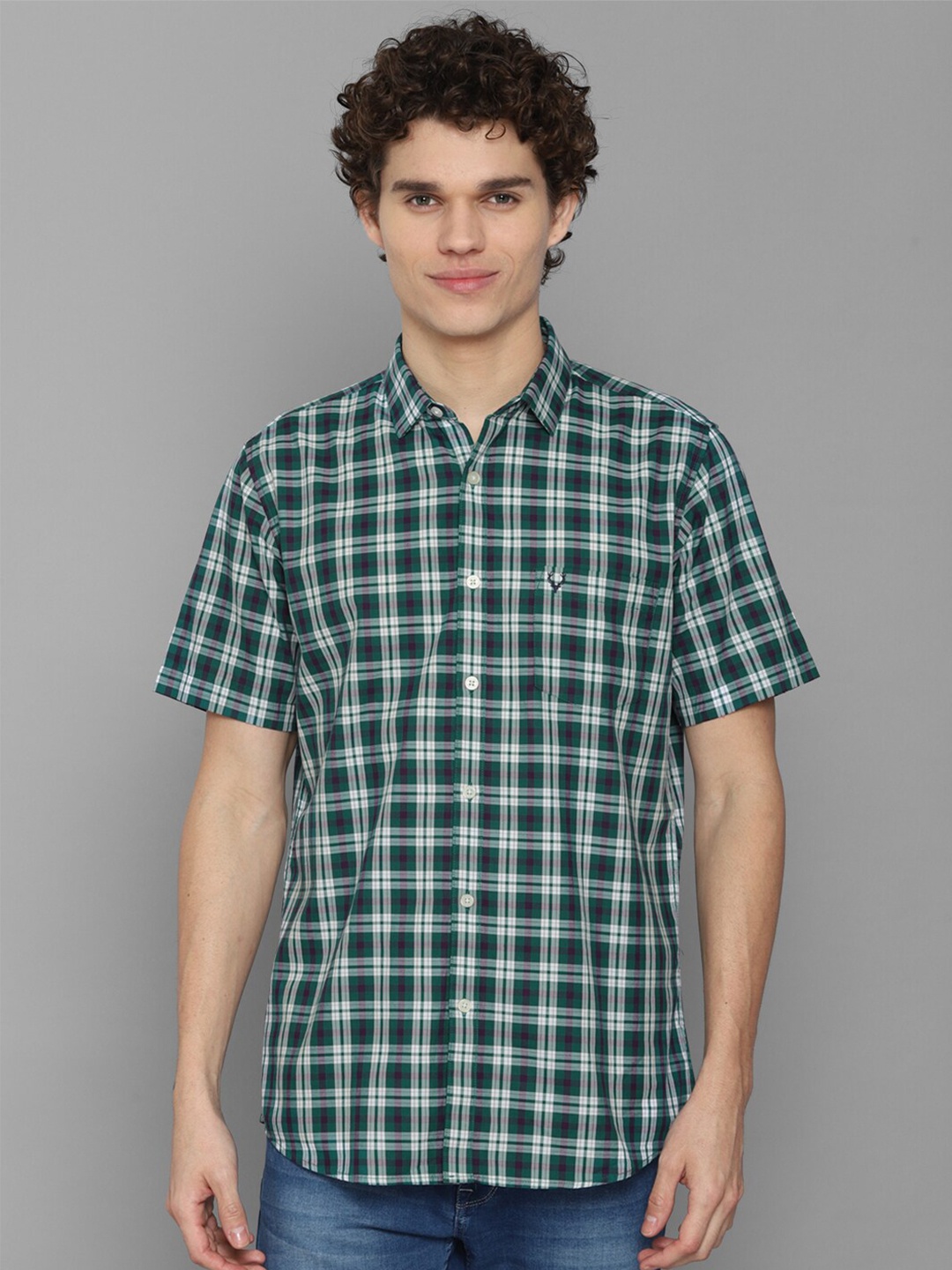 

Allen Solly Men Green Slim Fit Tartan Checks Checked Casual Shirt