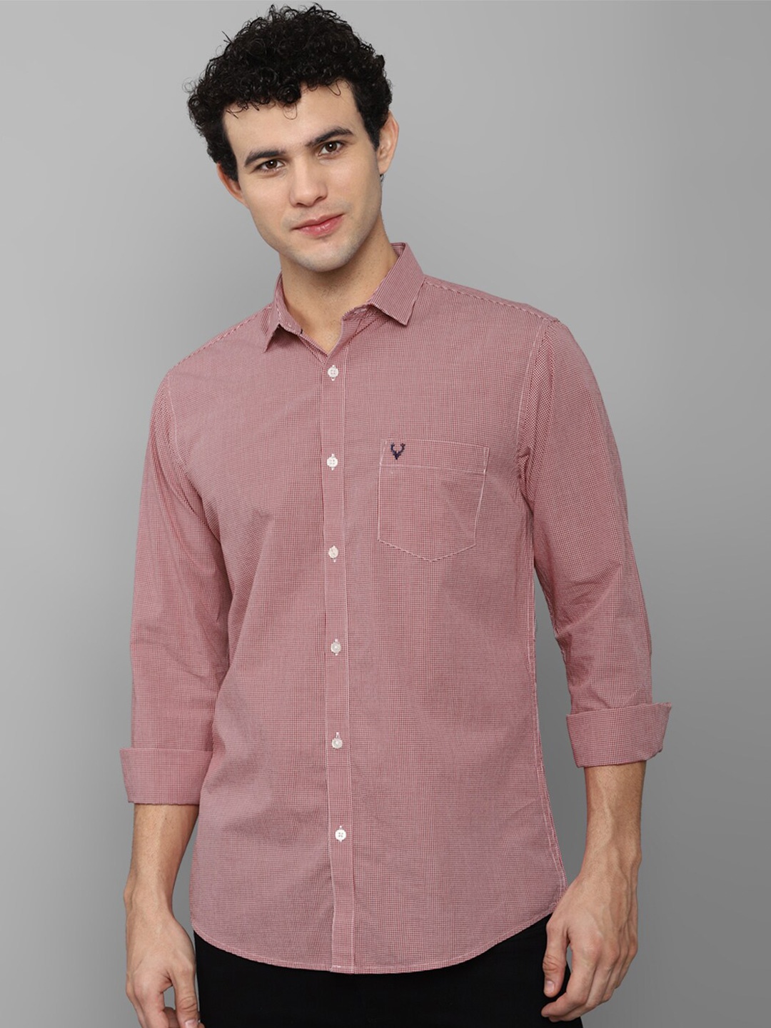 

Allen Solly Men Pink Slim Fit Micro Checks Printed Casual Shirt