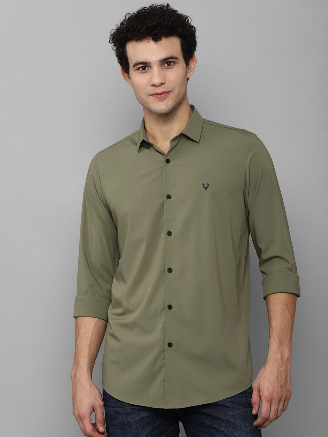 

Allen Solly Men Olive Green Slim Fit Casual Shirt