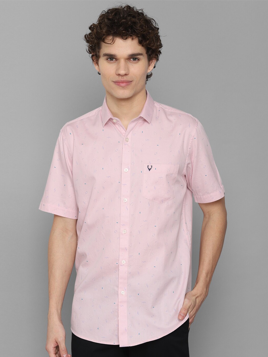 

Allen Solly Men Pink Slim Fit Printed Pure Cotton Casual Shirt