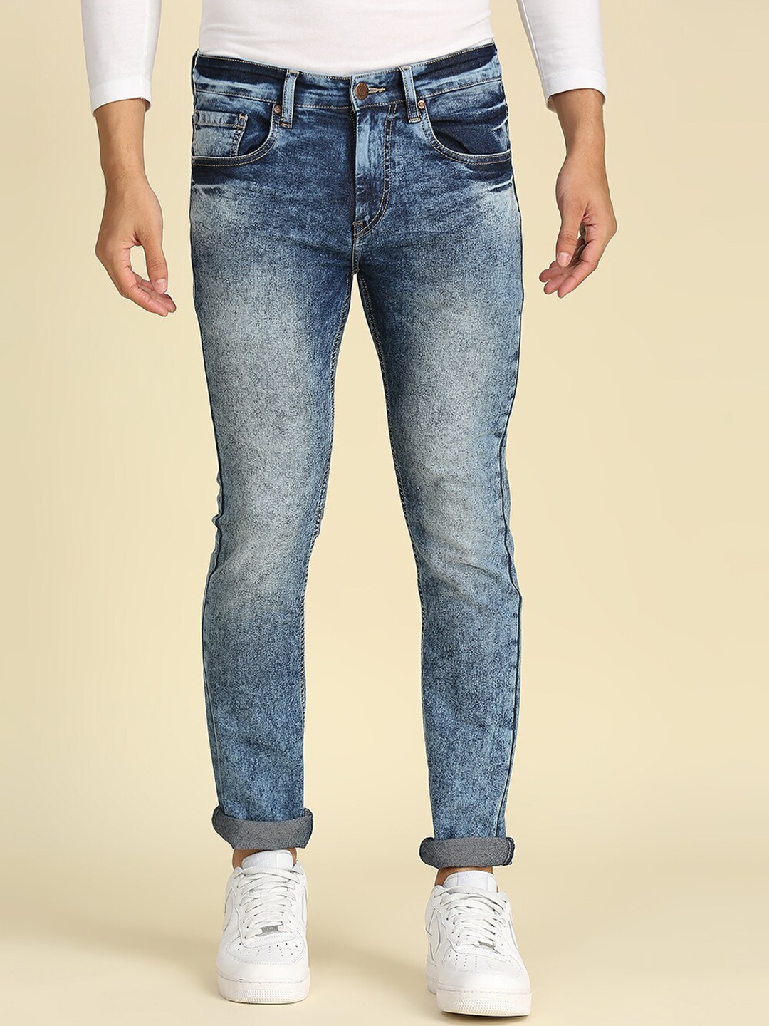 

High Star Men Blue Slim Fit Heavy Fade Stretchable Jeans