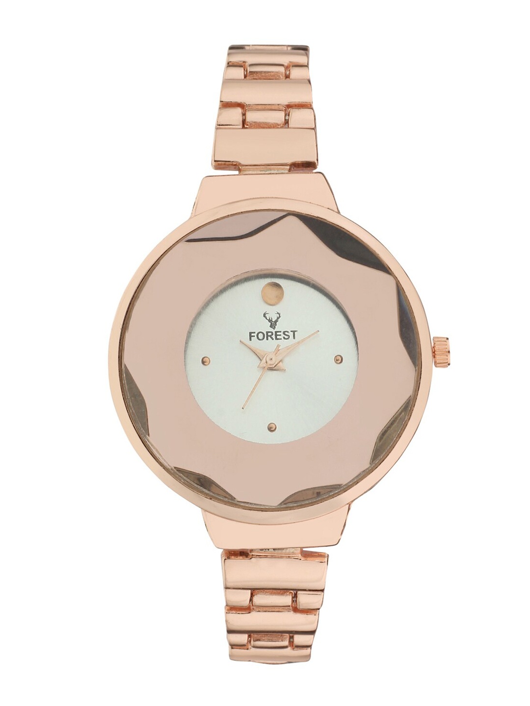 

Hobforestessentials Women Embellished Dial & Rose Gold Straps Analogue Watch FR22-212-RG
