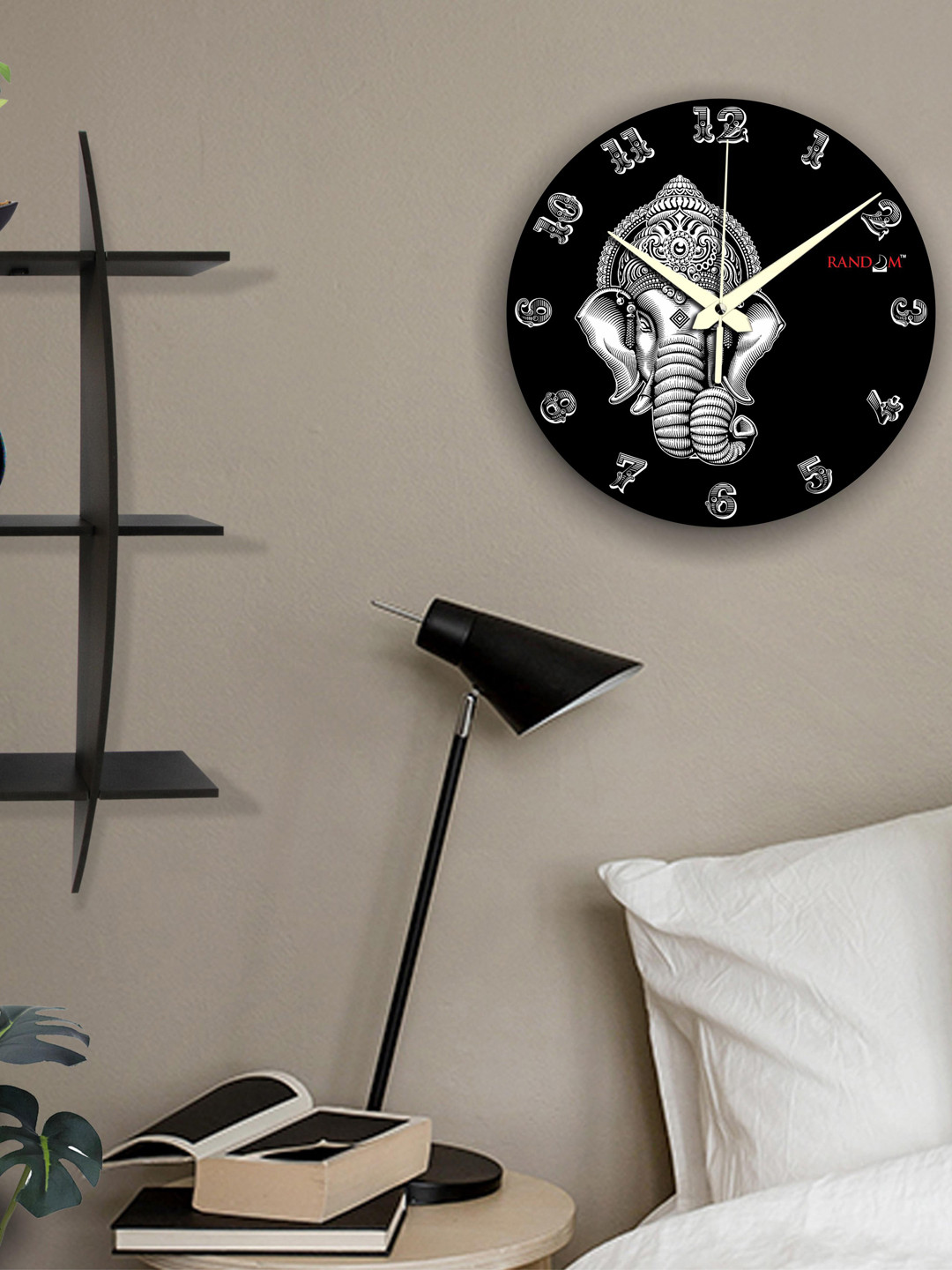 

RANDOM Black & Grey Dial Bhupathi Wooden 29.21 cm Analogue Wall Clock