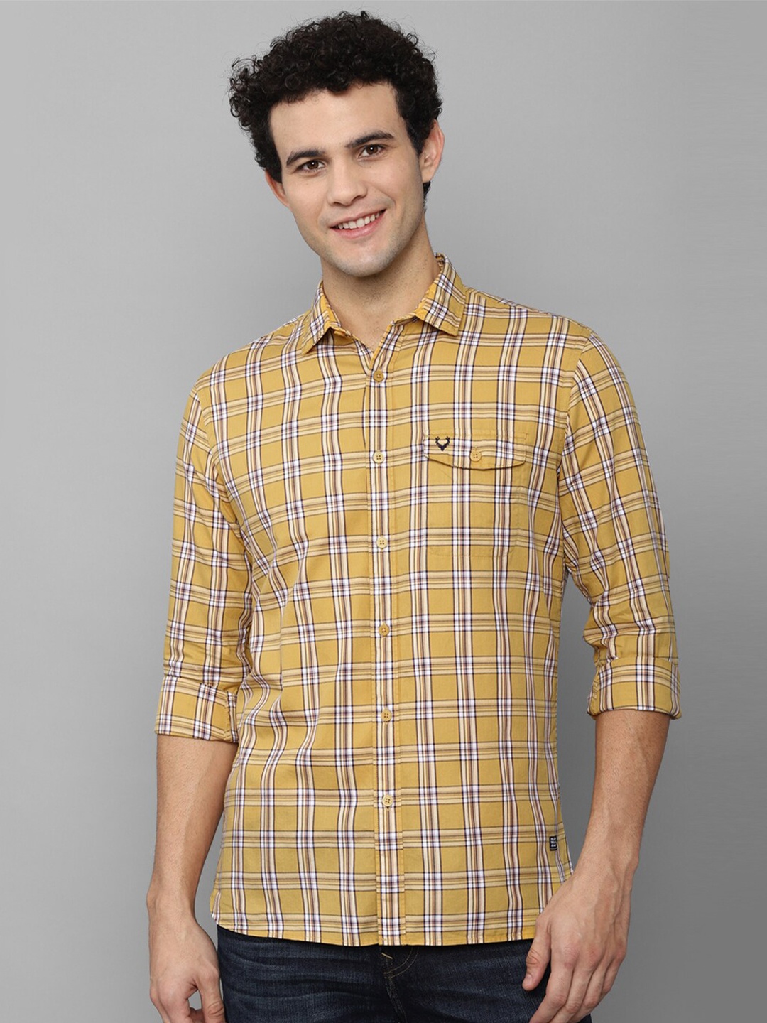 

Allen Solly Sport Men Yellow Regular Fit Checked Casual Shirt