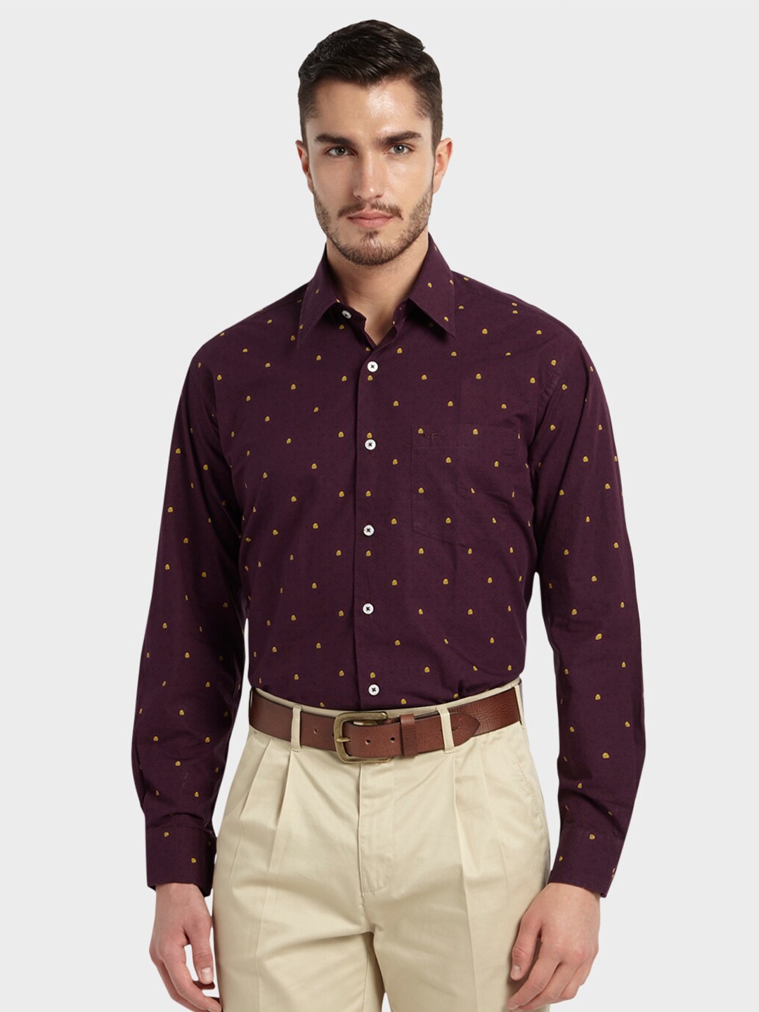 

ColorPlus Men Maroon Printed Cotton Casual Shirt