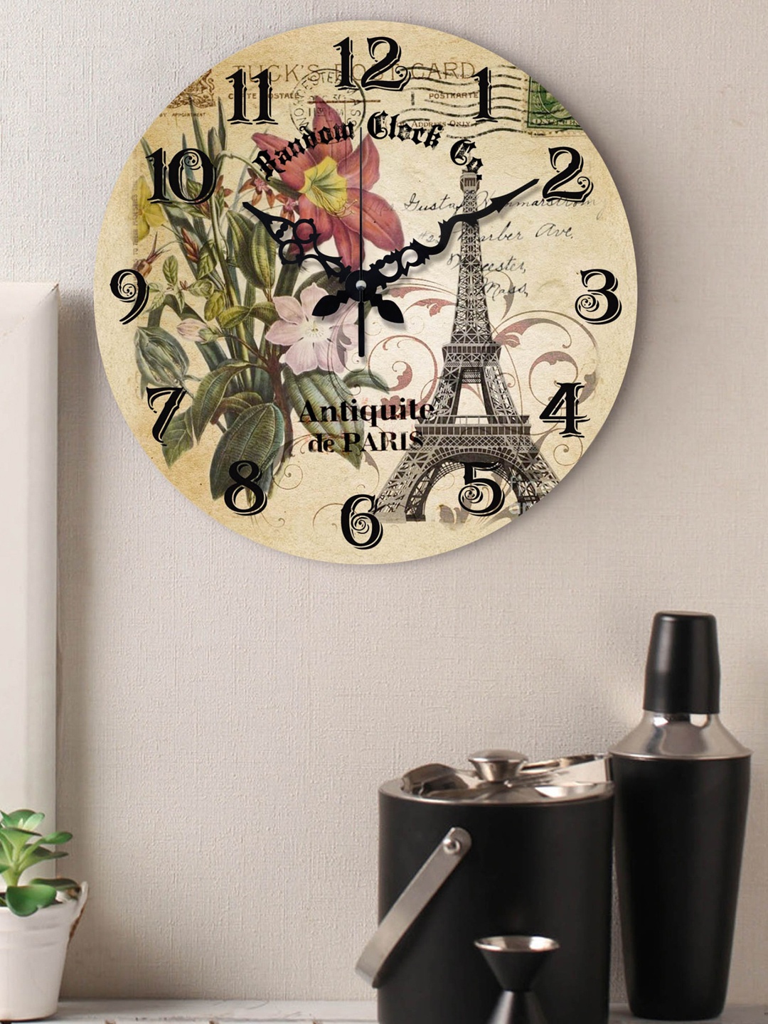 

RANDOM Cream-Coloured Round Wooden Analogue Wall Clock