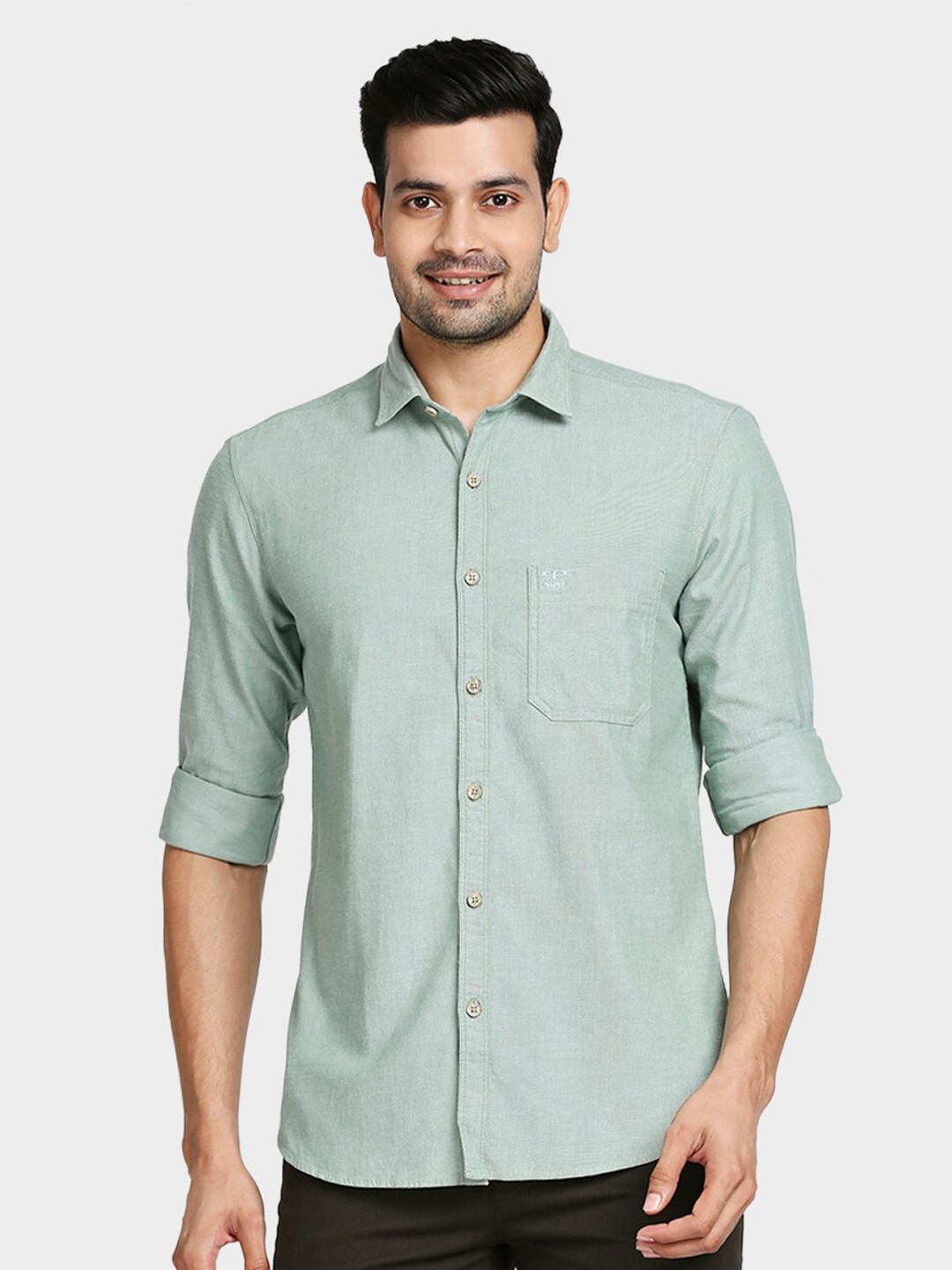 

ColorPlus Men Green Tailored Fit Casual Shirt