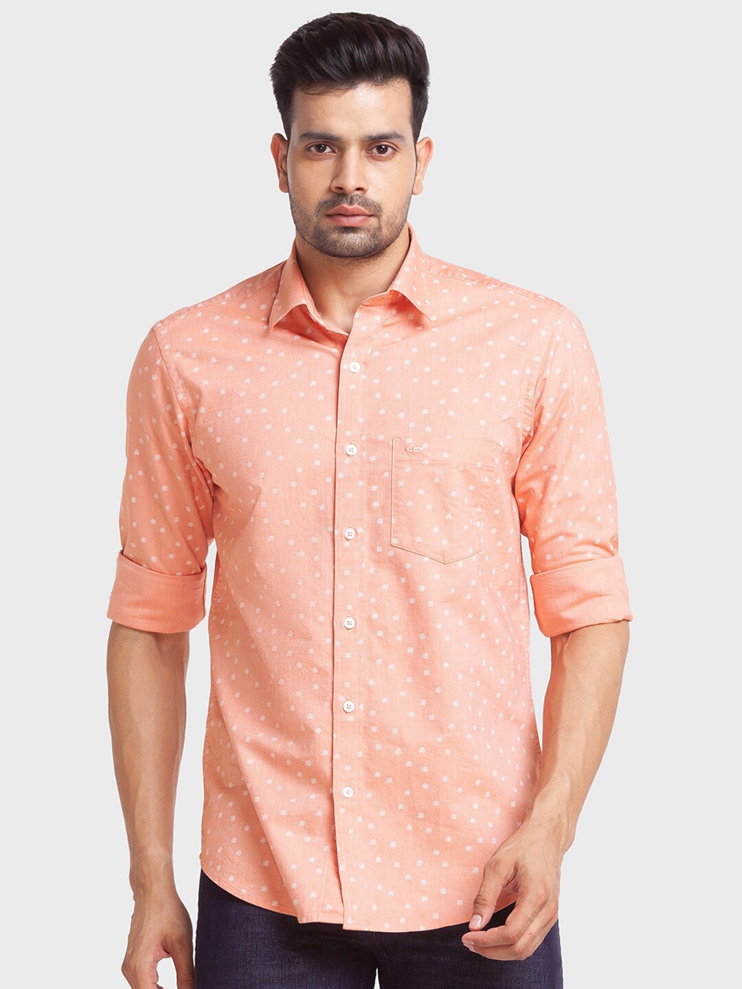 

ColorPlus Men Orange Tailored Fit Printed Casual Shirt
