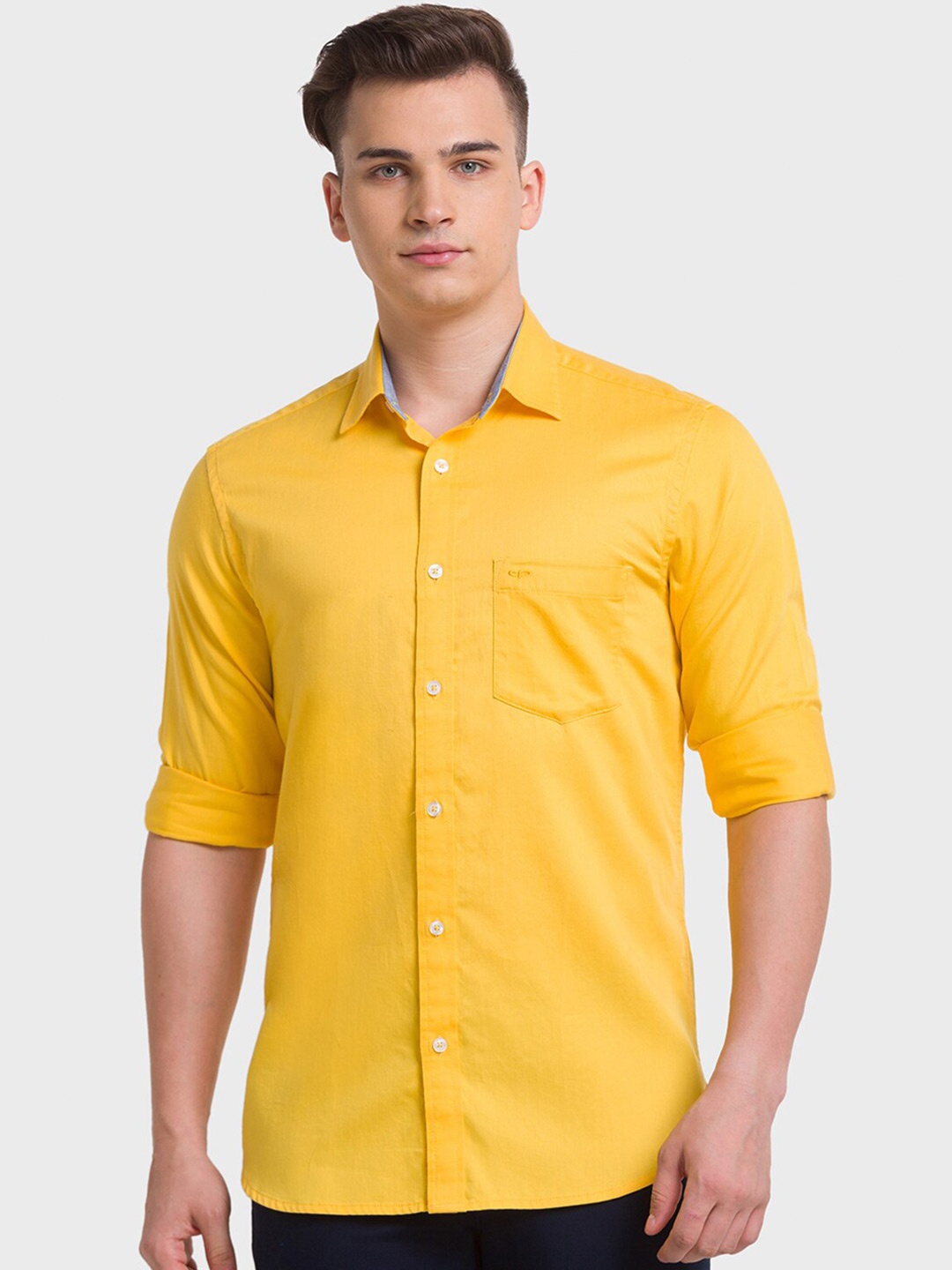 

ColorPlus Men Yellow Solid Tailored Fit Casual Shirt
