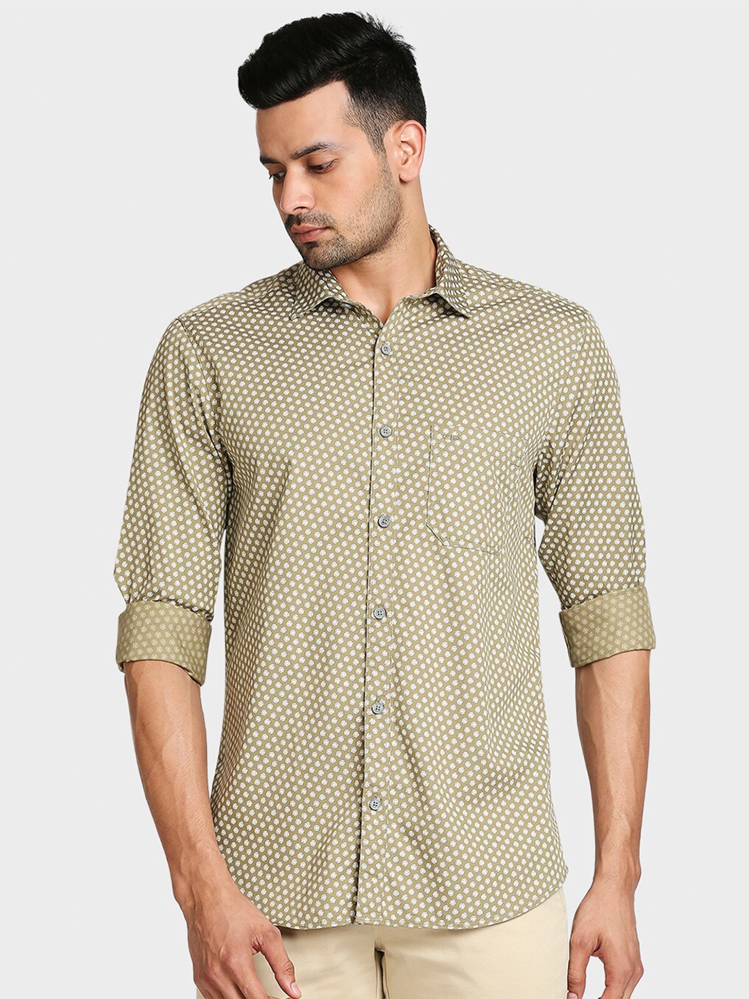 

ColorPlus Men Brown & White Printed Casual Shirt