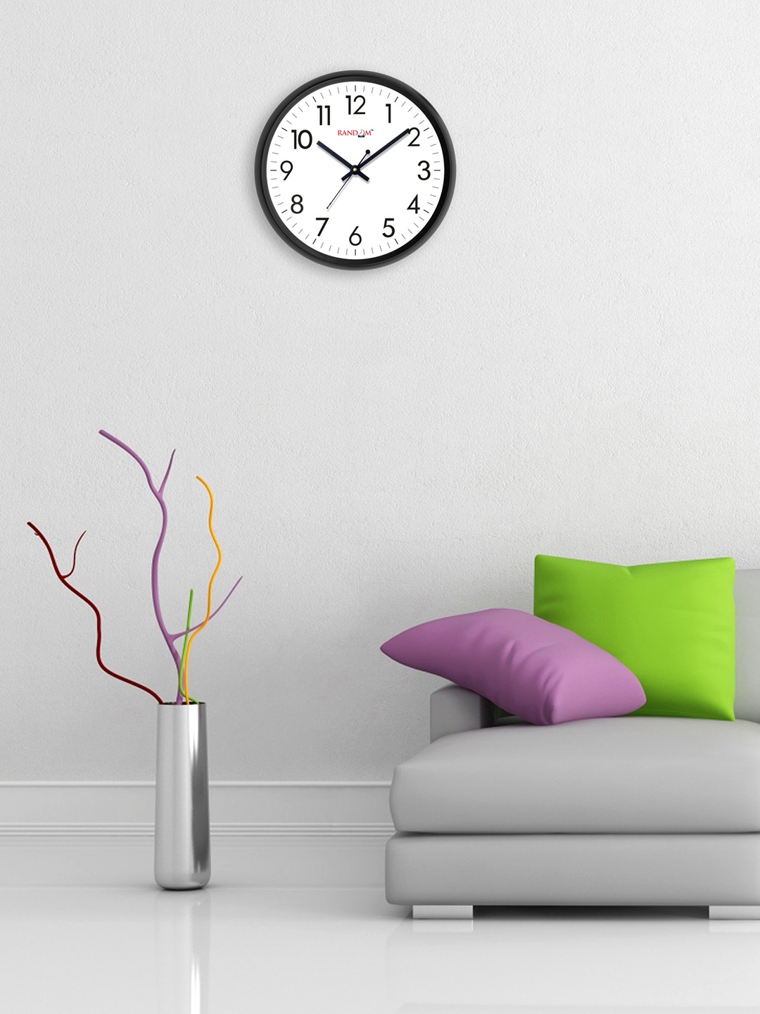 

RANDOM White & Black Round Analogue Wall Clock