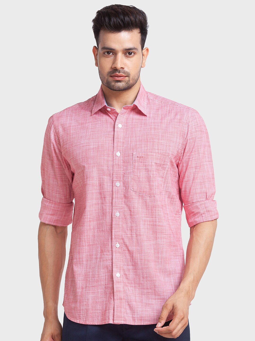 

ColorPlus Men Red Tailored Fit Casual Shirt