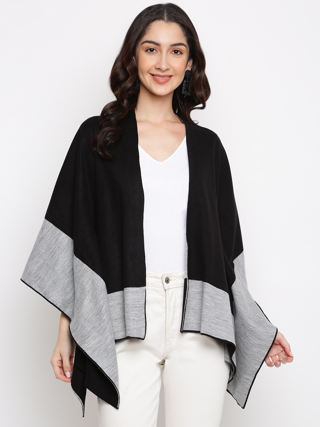 

Latin Quarters Women Black Front open Poncho