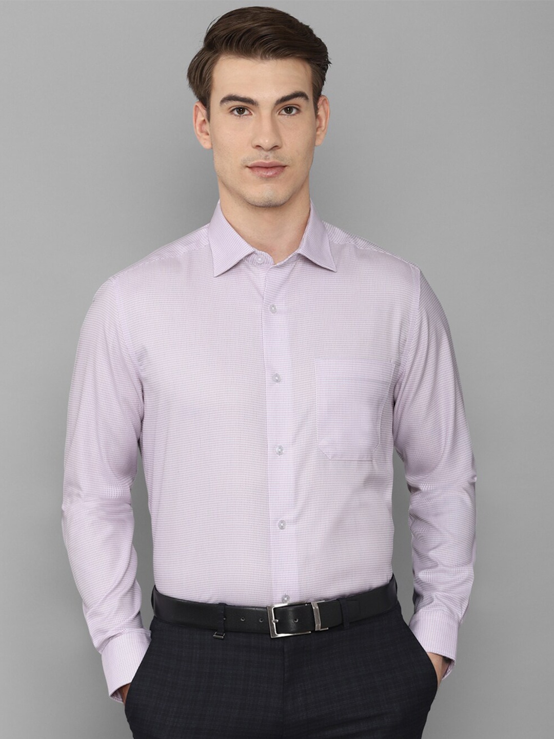 

Louis Philippe Men Purple Self Design Formal Shirt