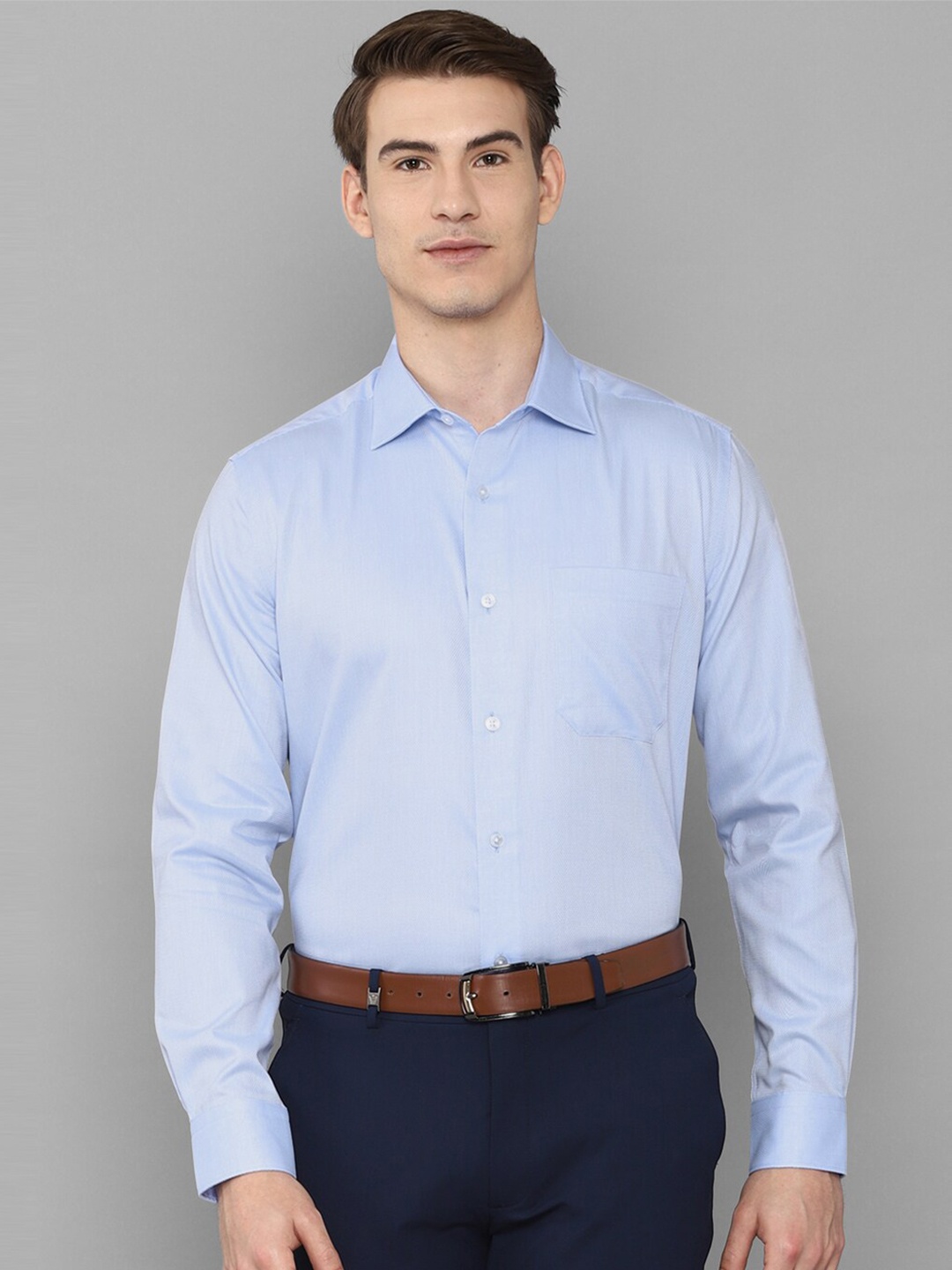 

Louis Philippe Men Blue Formal Pure Cotton Shirt